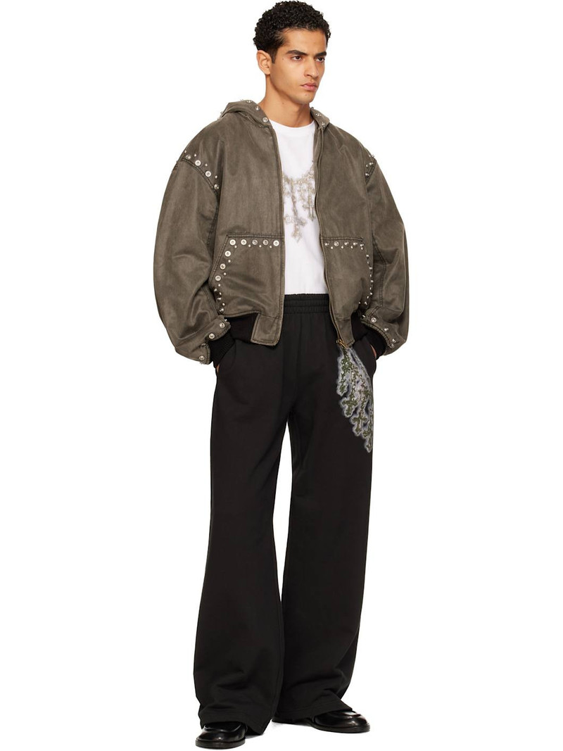 We11done Gray Studded Hooded Bomber Jacket outlook