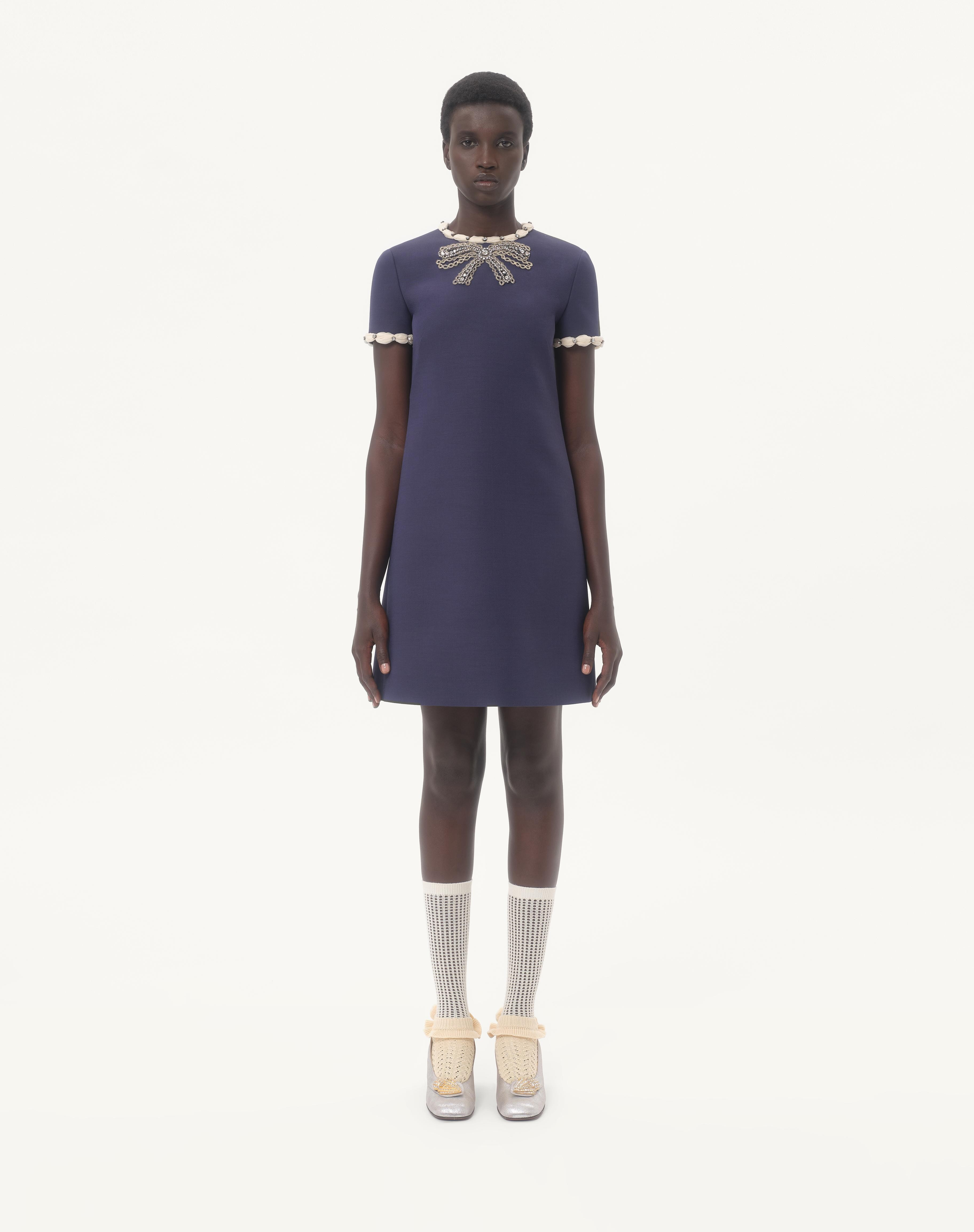 EMBROIDERED CREPE COUTURE SHORT DRESS - 5