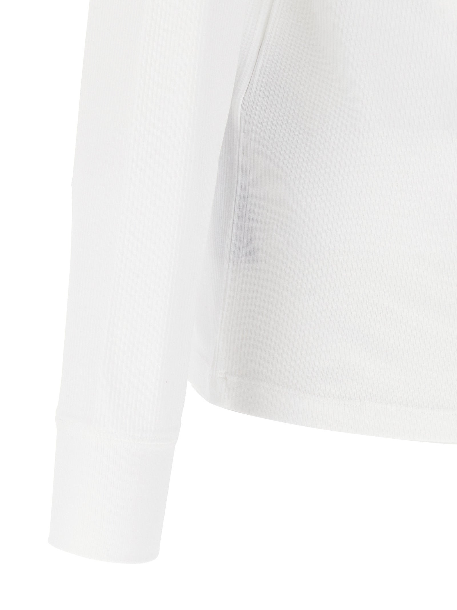 Ribbed Cotton T-Shirt White - 4