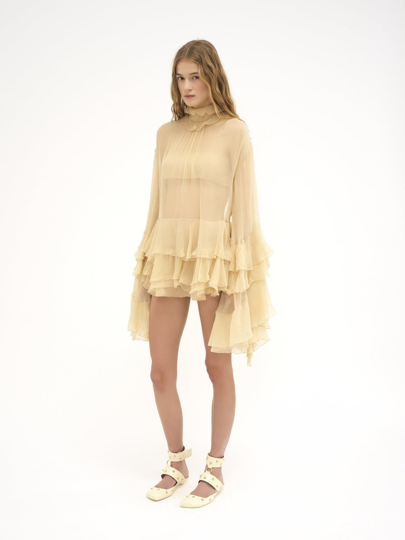 RUFFLED MINI DRESS IN SILK MOUSSELINE 4