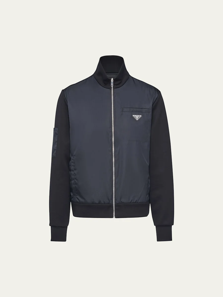 Men's Stand-Collar Re-Nylon Fleece Jacket - 1