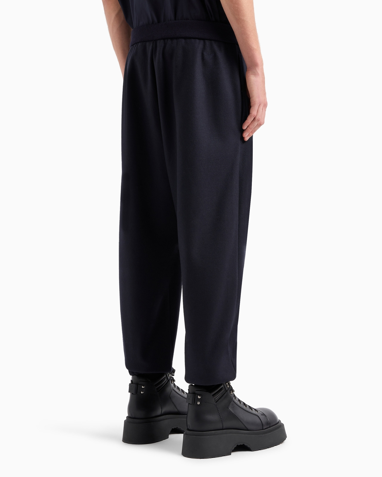 VIRGIN WOOL CLOTH ELASTICATED-WAIST TROUSERS - 3