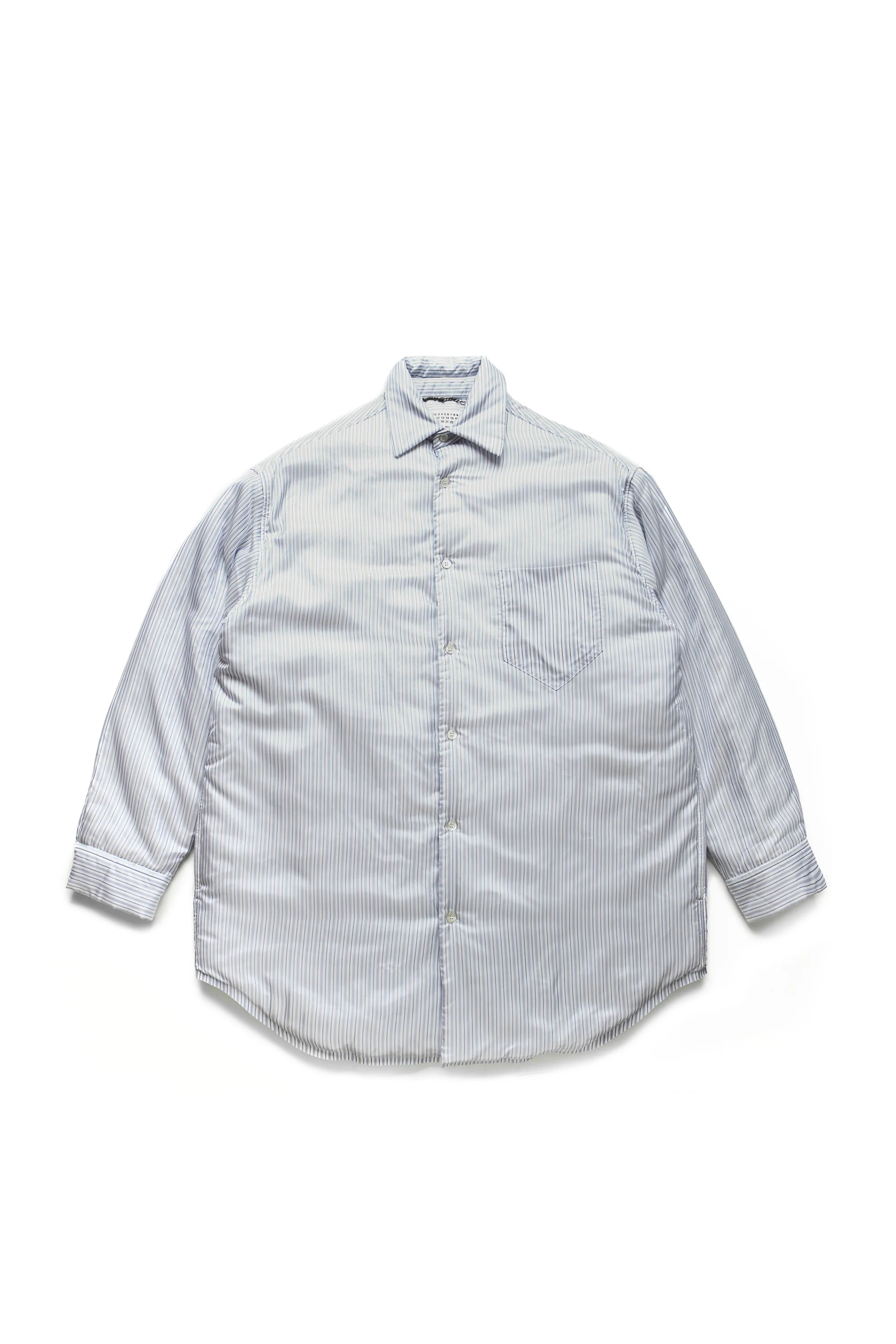 Maison Margiela Oversize Puffer Overshirt With Stripes Blue - 1