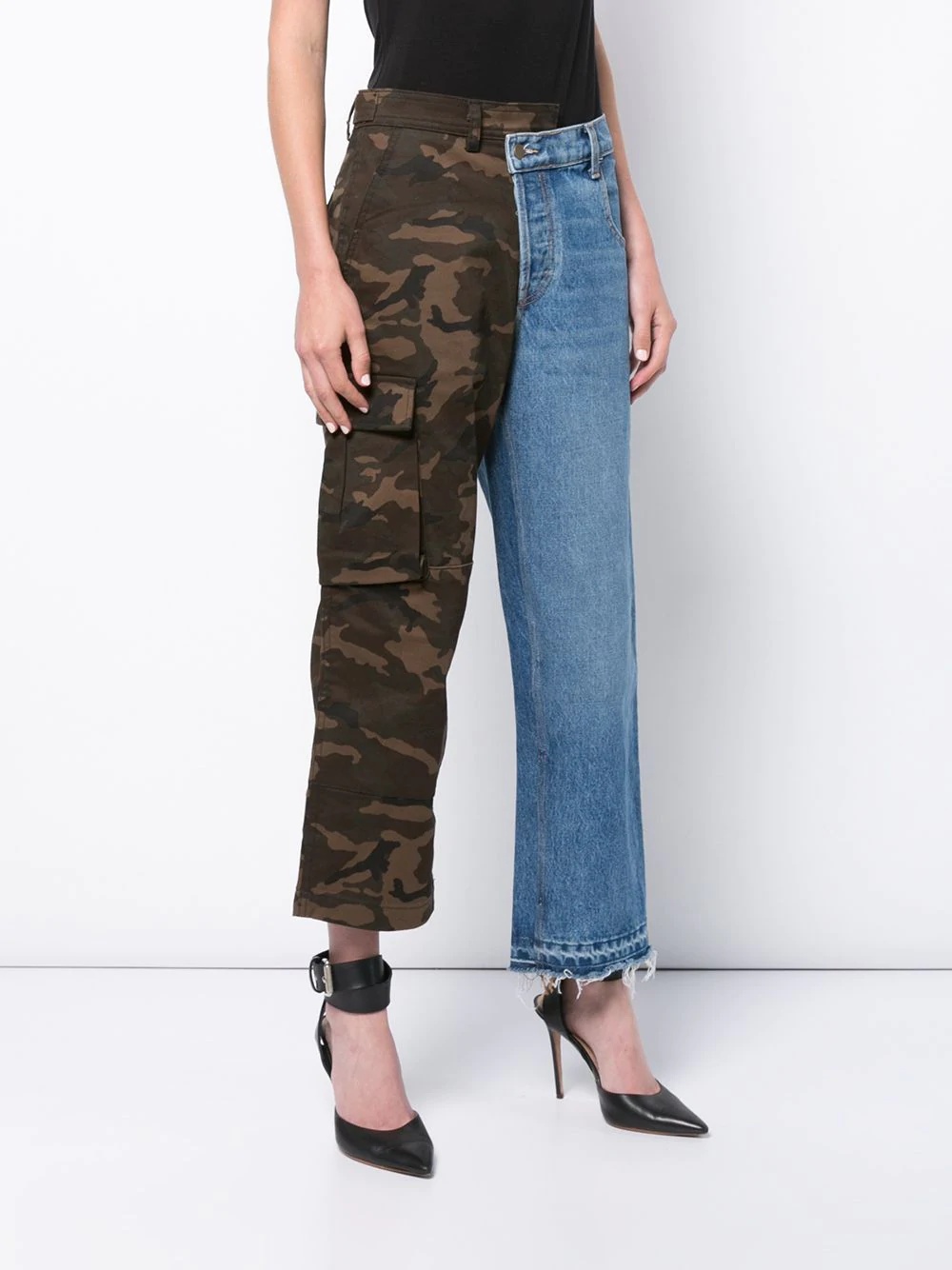 split camouflage cargo jeans - 3