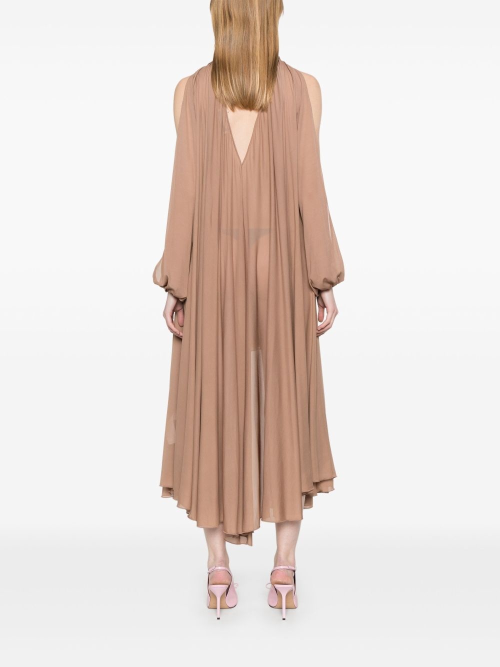 asymmetric georgette mini dress - 4
