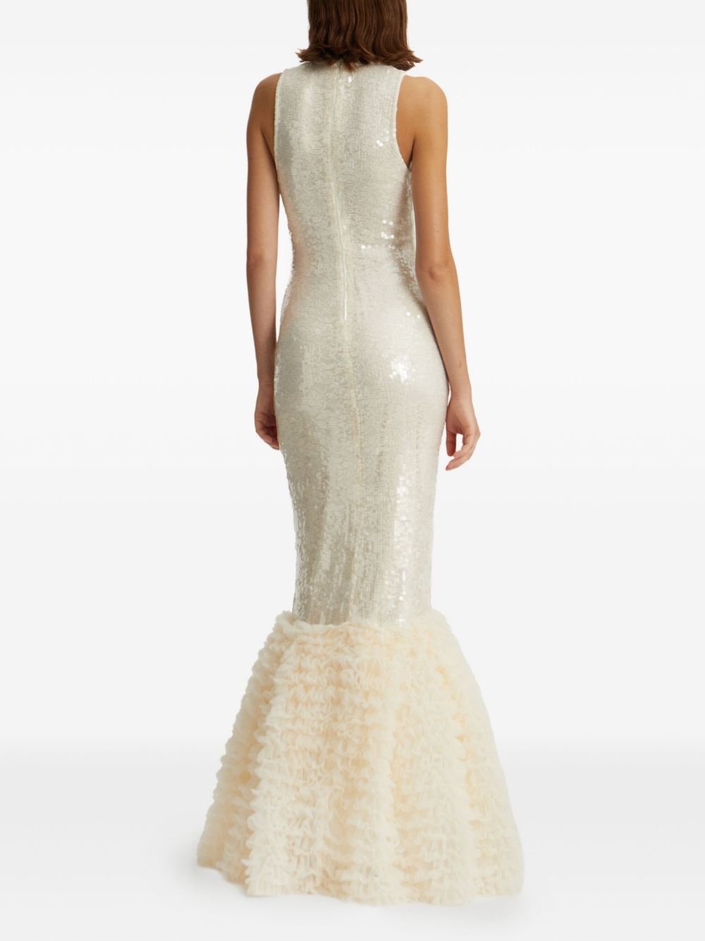 sequin-embellished ruffled gown - 4