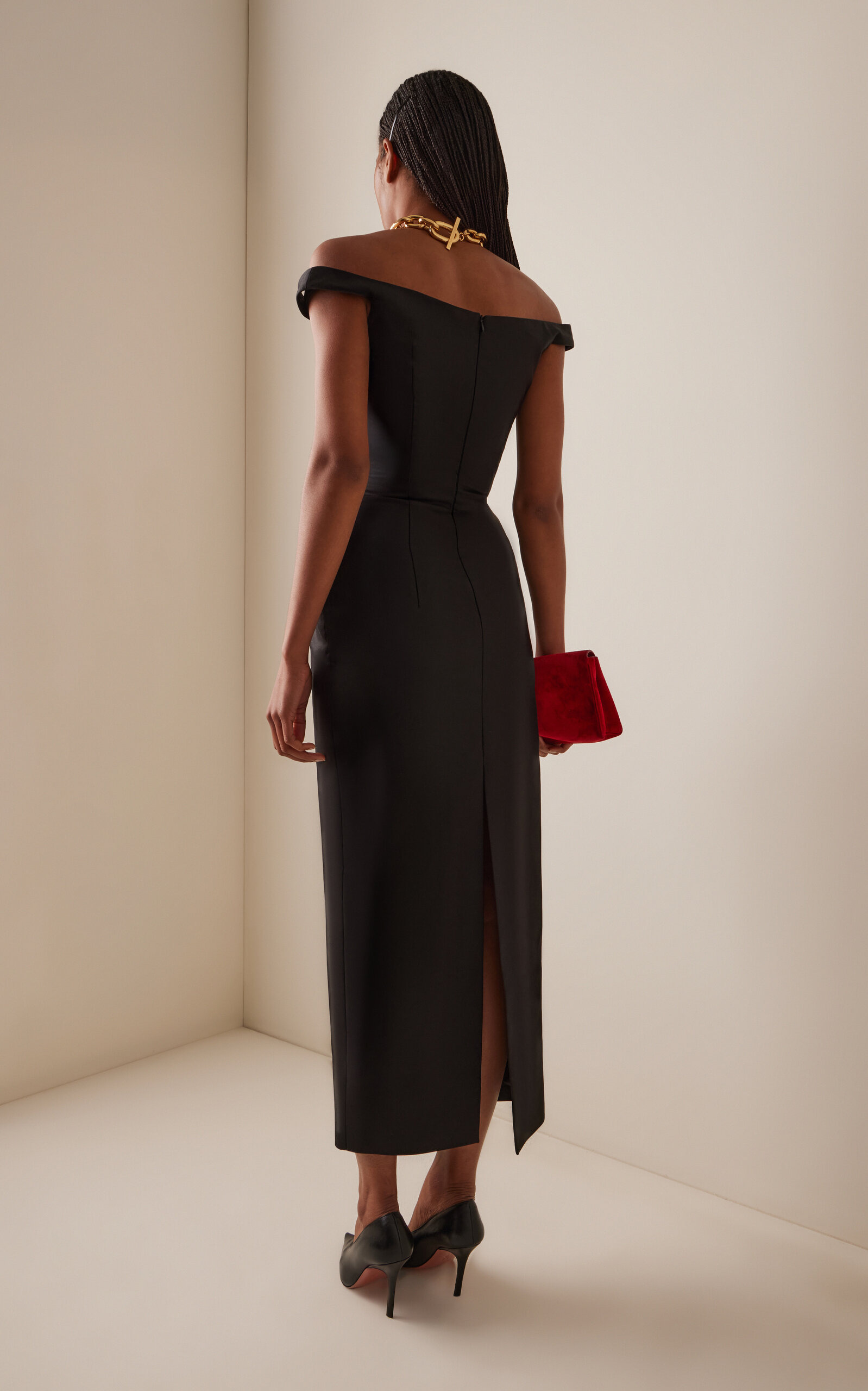 Off-The-Shoulder Cotton Dress black - 4