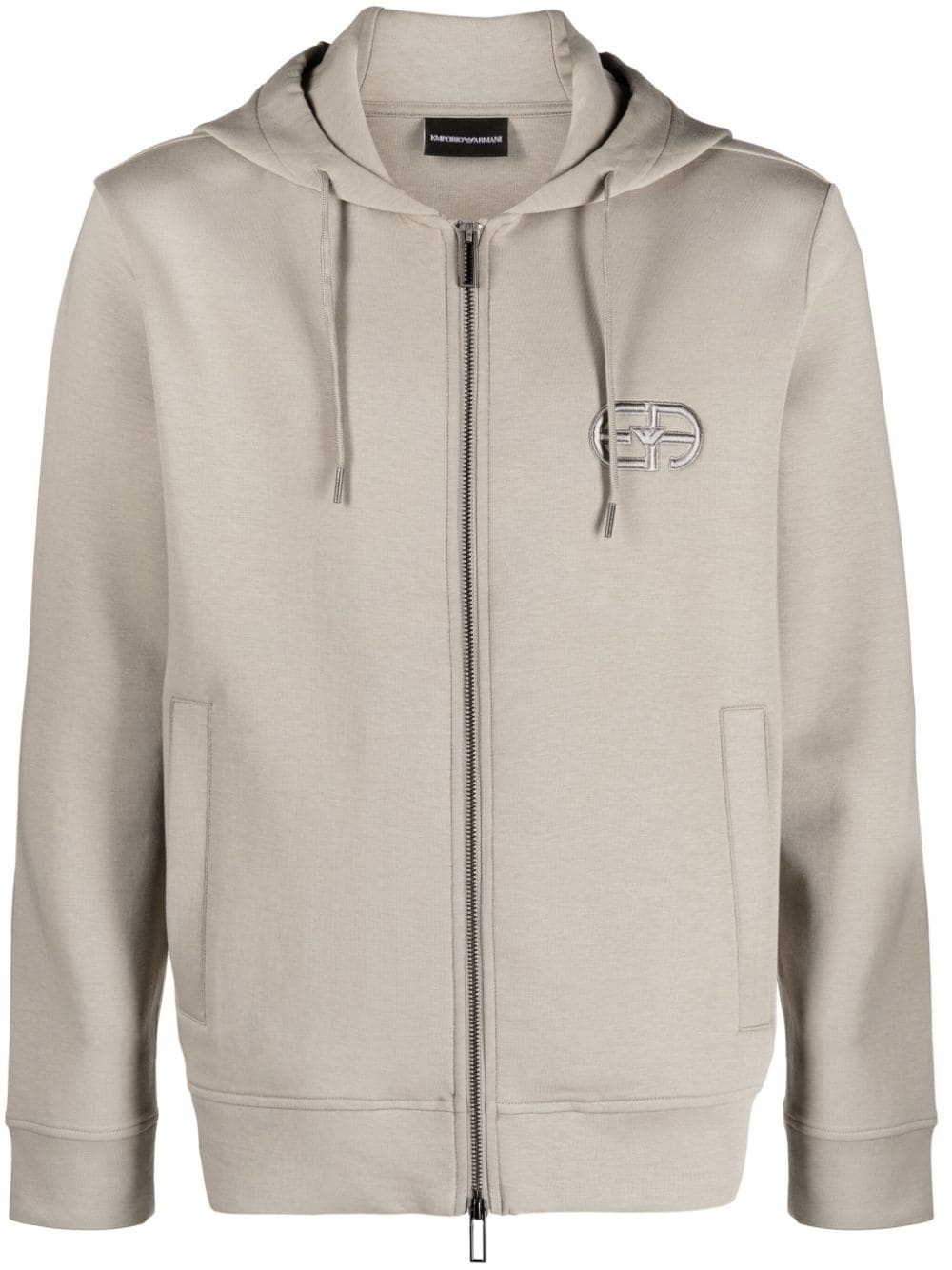 logo-embroidered drawstring hoodie - 1