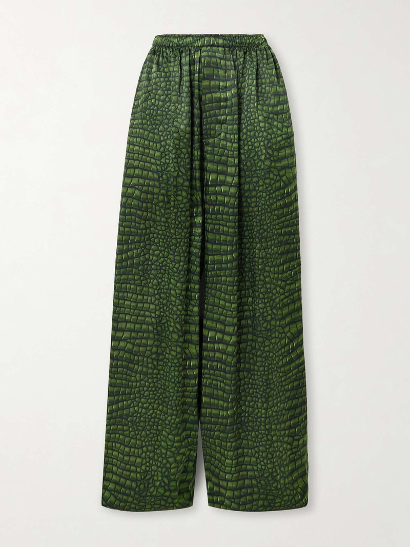 Printed silk straight-leg pants Green 1