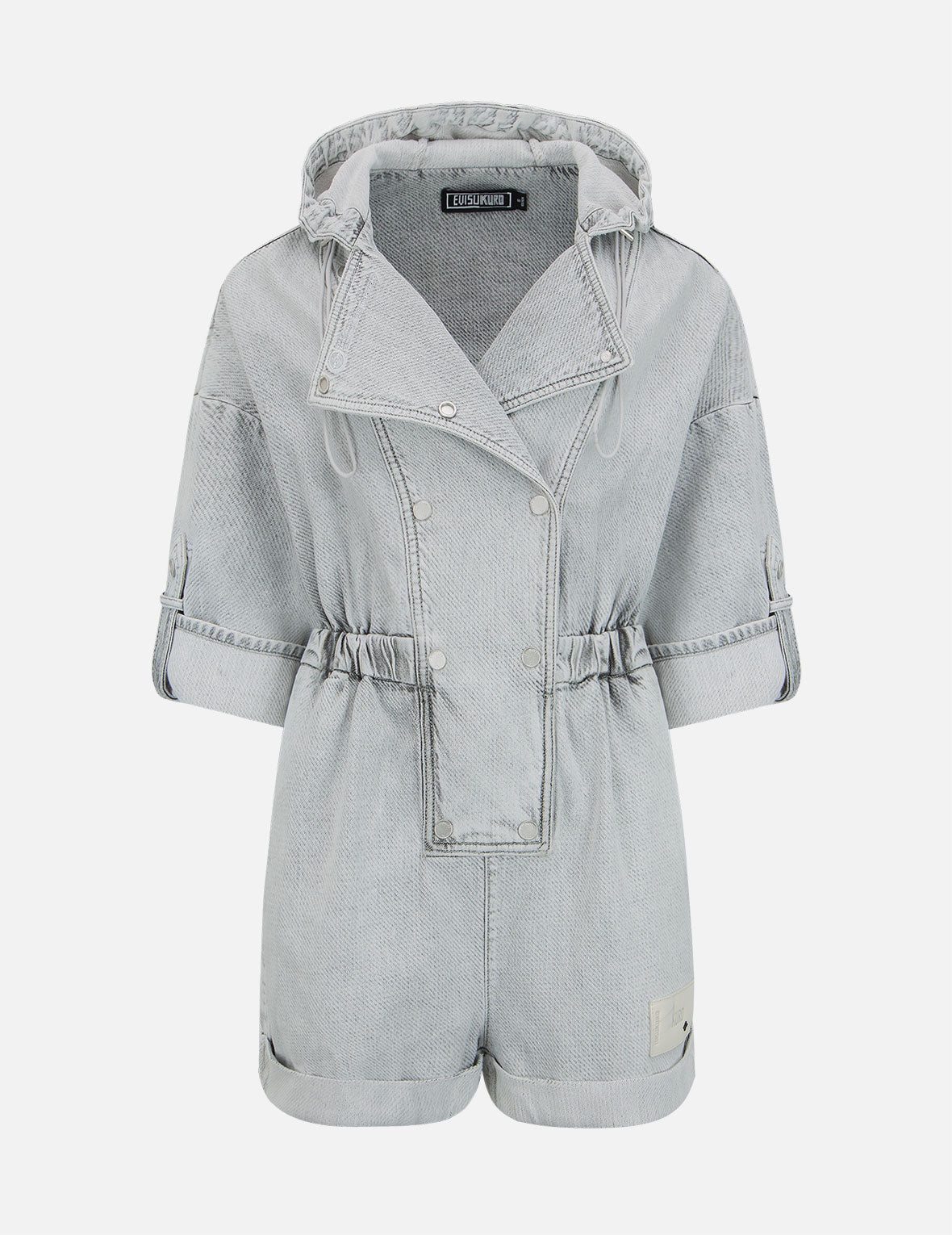 Open-Back Knit Denim Jumpsuit - 1