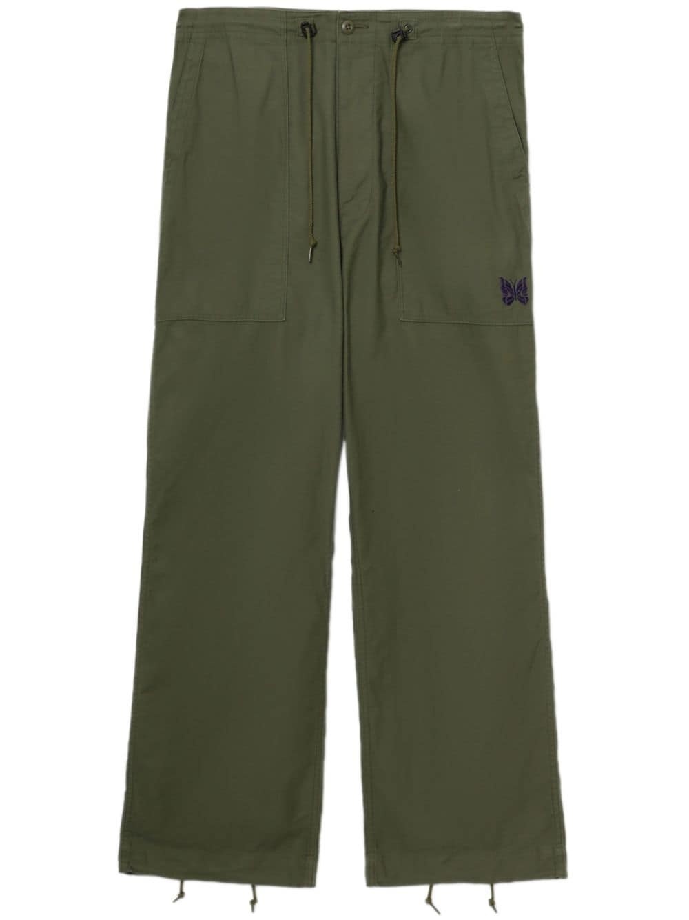 straight-leg cotton trousers - 1