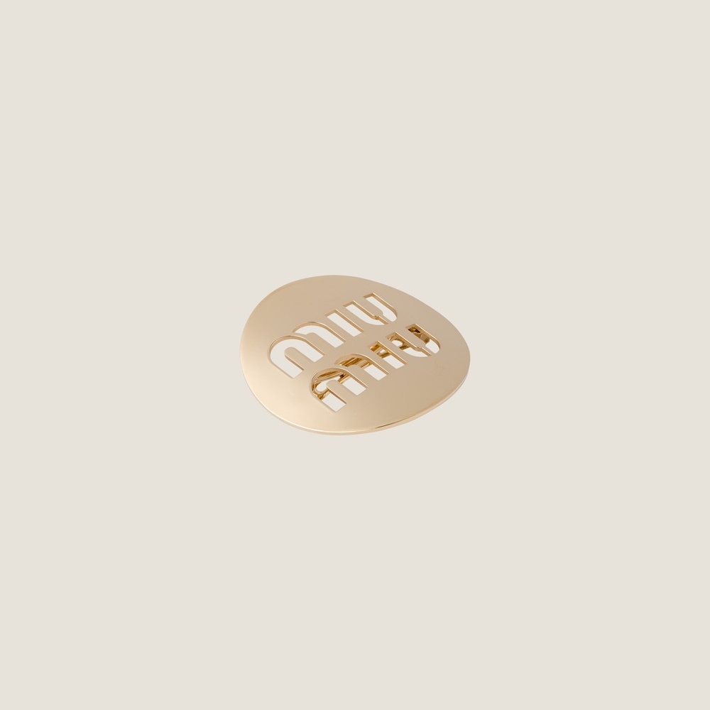 Miu Miu Gold hair clip with logo