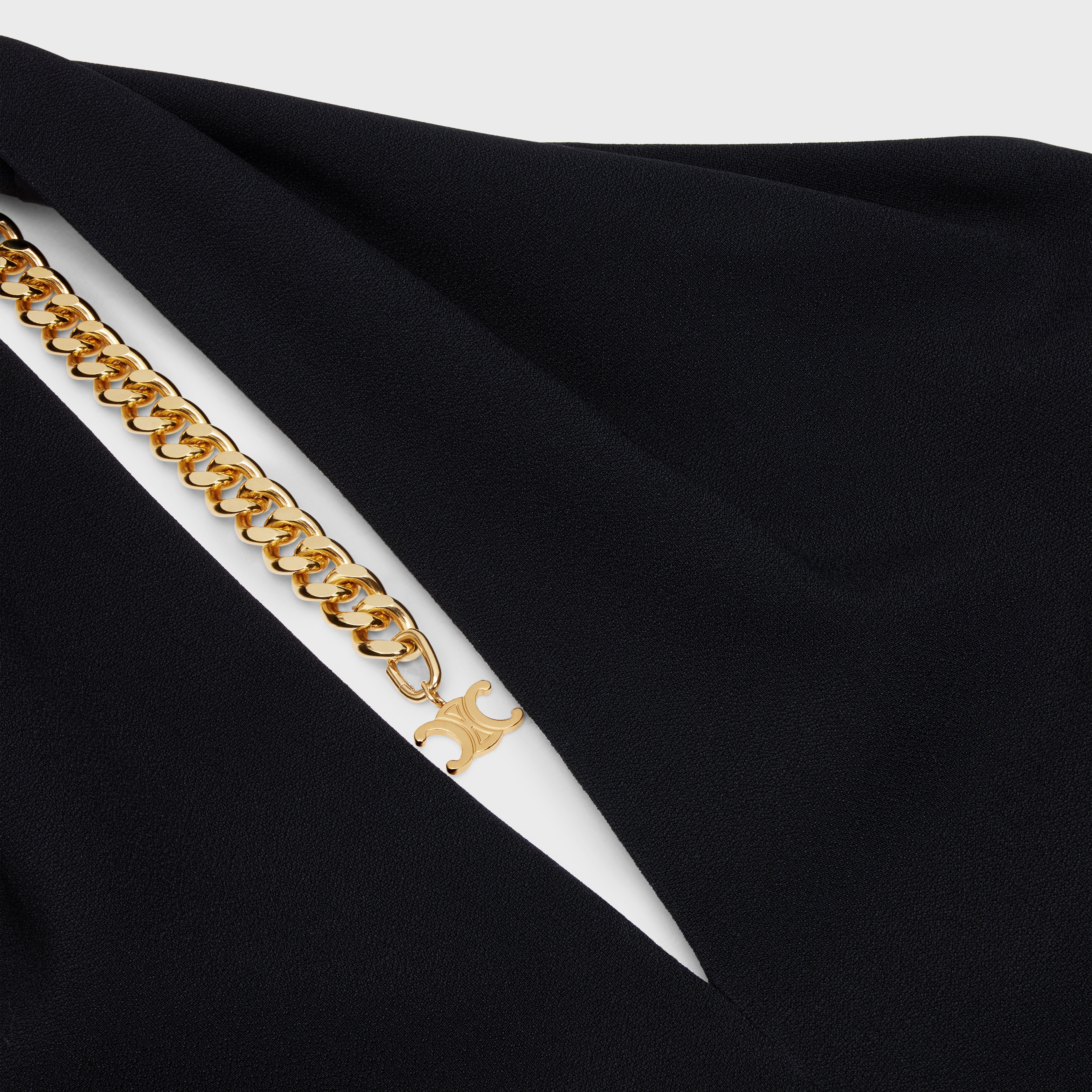 crepe satin jumpsuit with chain collar - 3