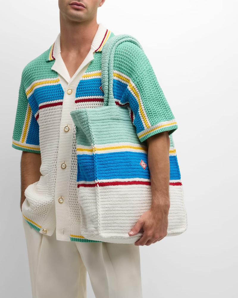CASABLANCA Men's Cotton Stripe Crochet Tote Bag outlook