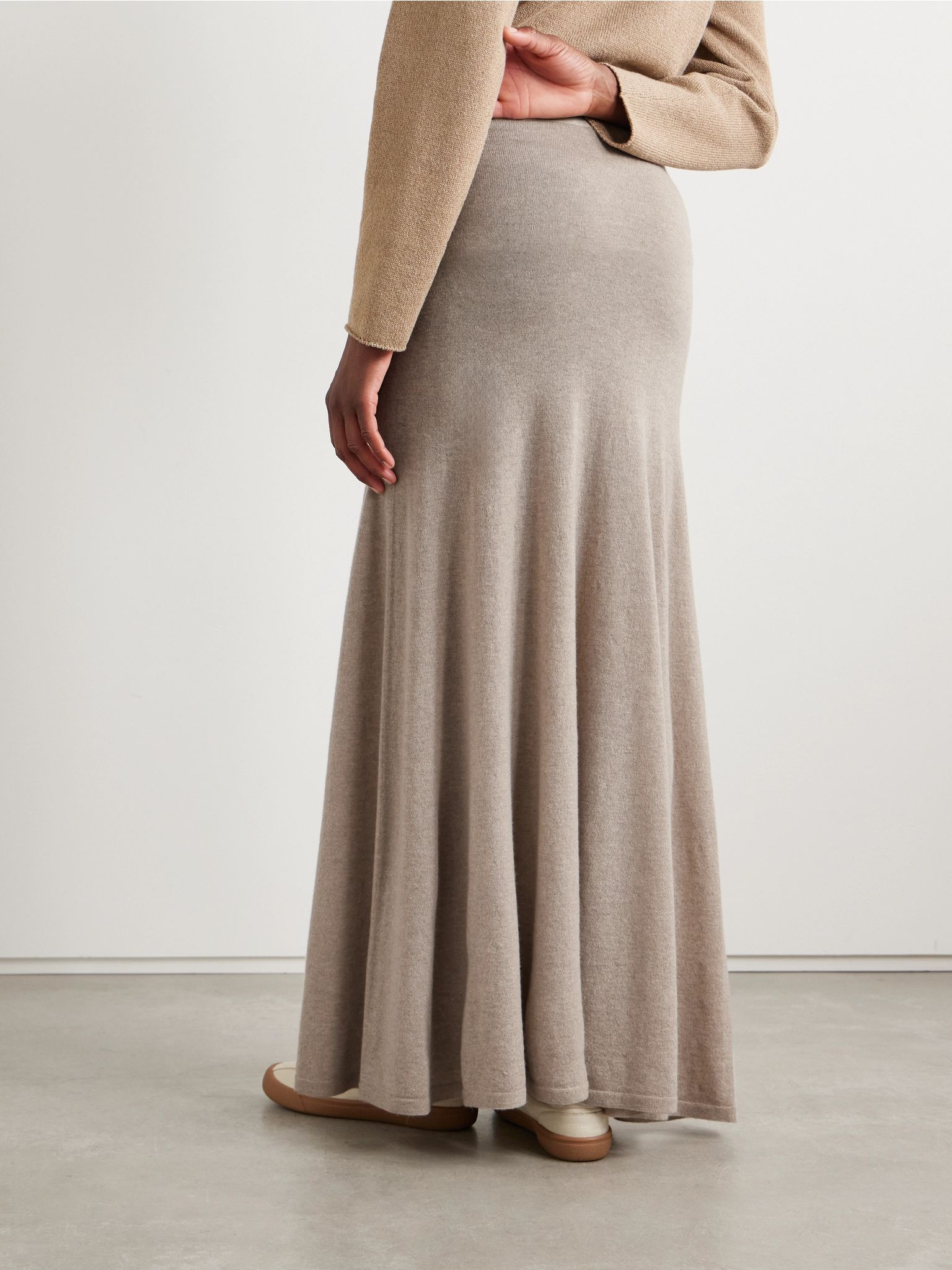 Jovian cashmere maxi skirt Beige - 4
