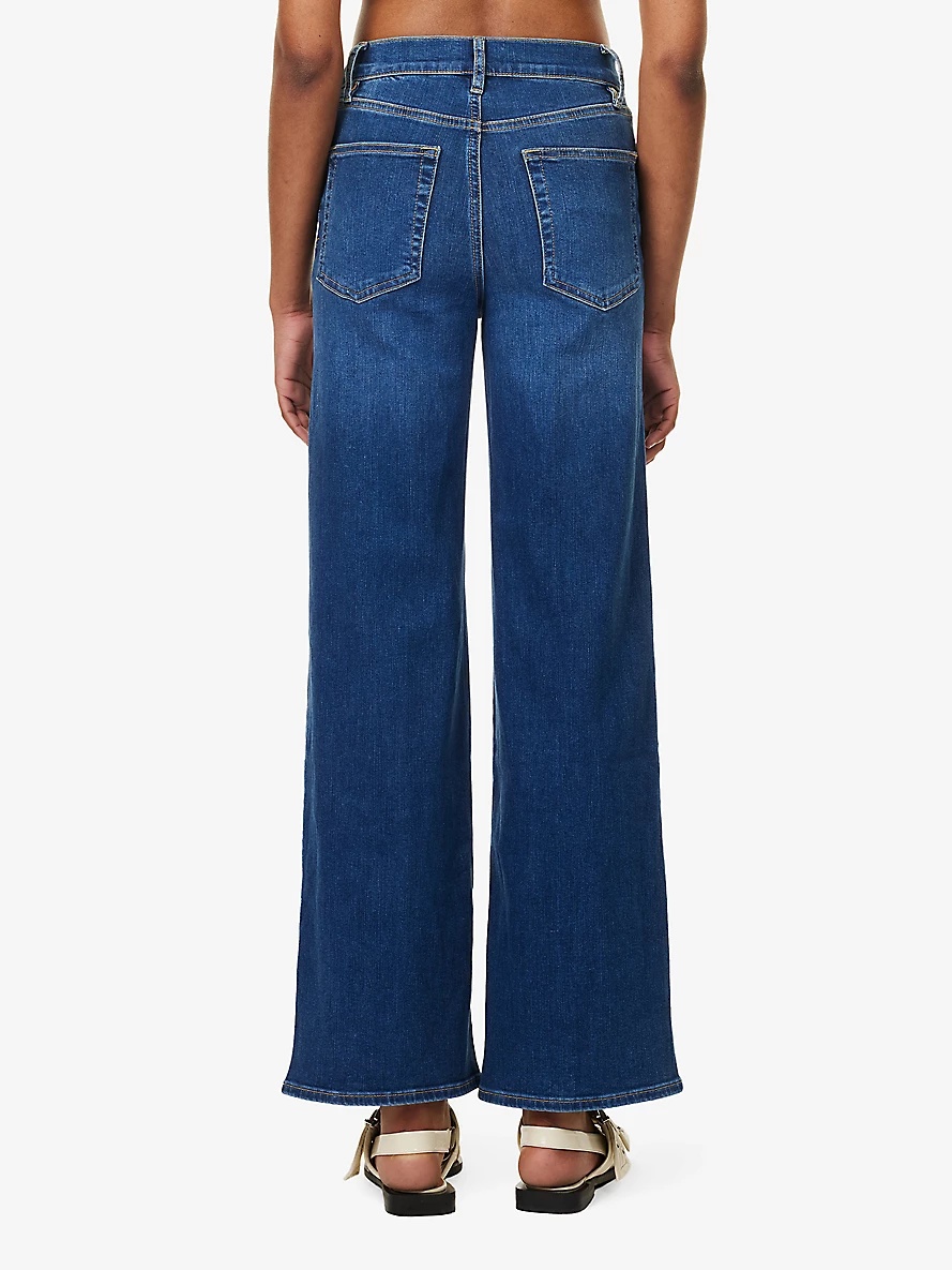 Le Slim Palazzo Five-Pockets Wide-Leg High-Rise Stretch-Denim Blend Jeans - 4