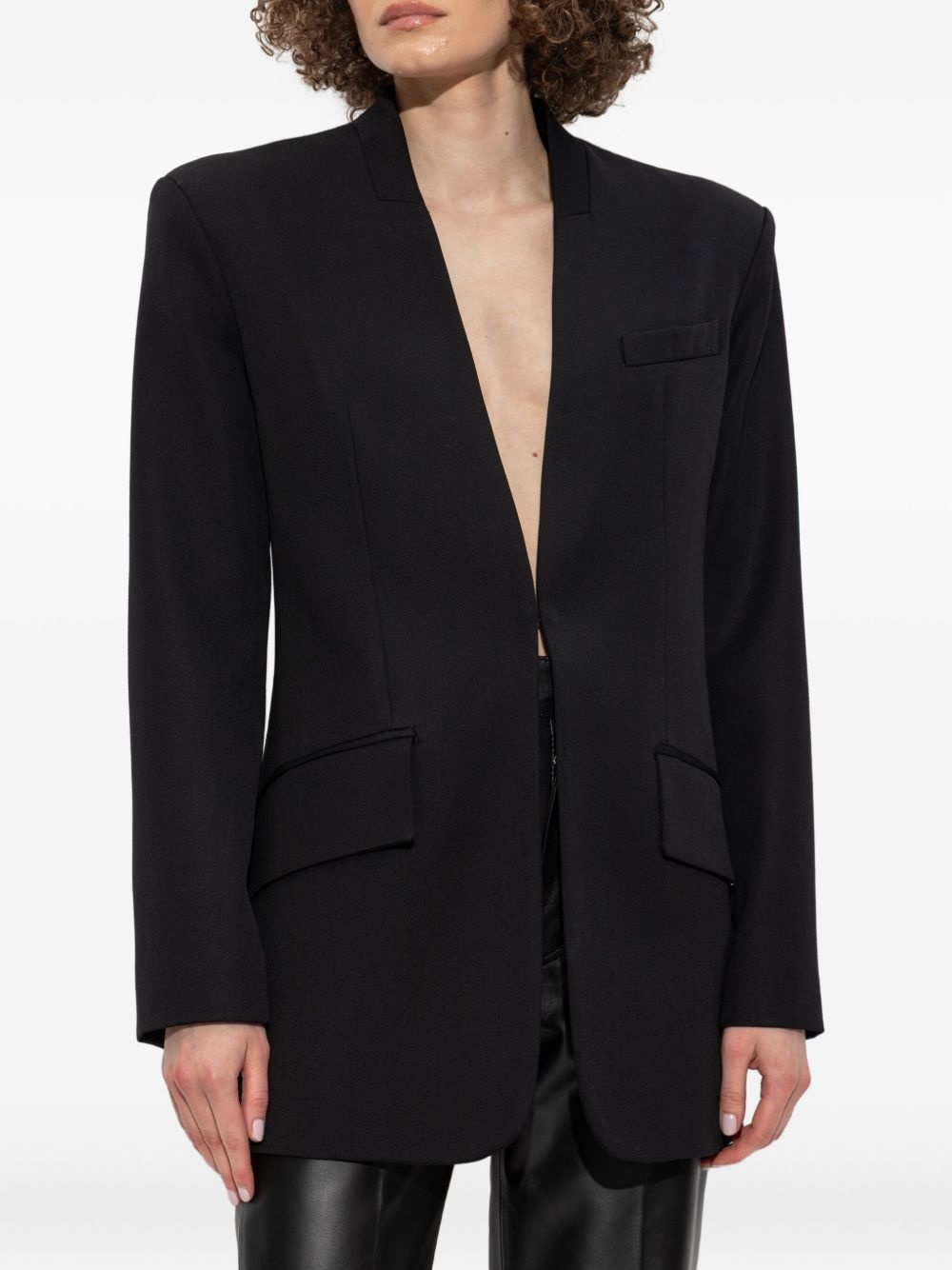 padded-shoulder wool blazer - 3