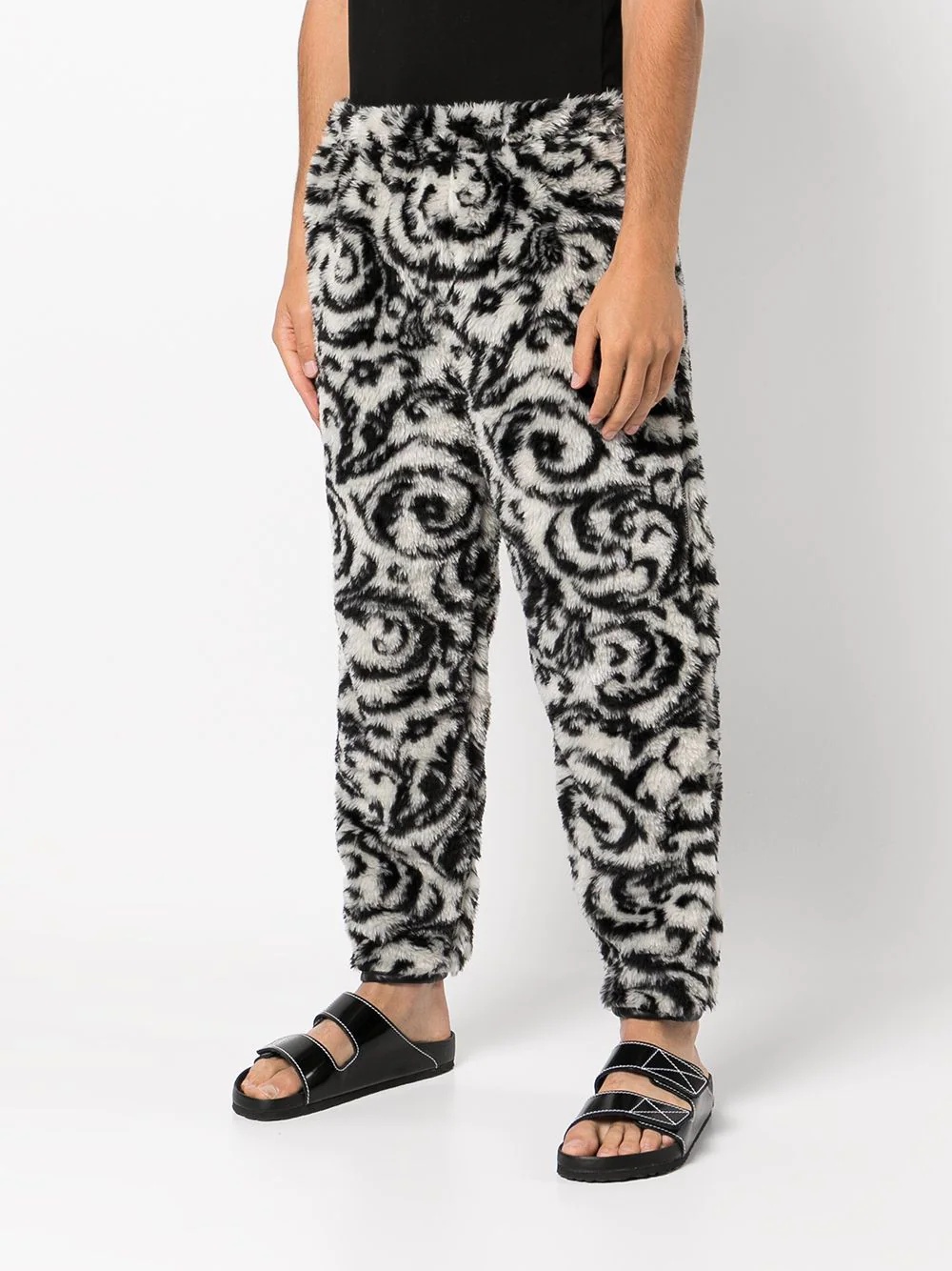 jacquard boa faux-fur track trousers - 3