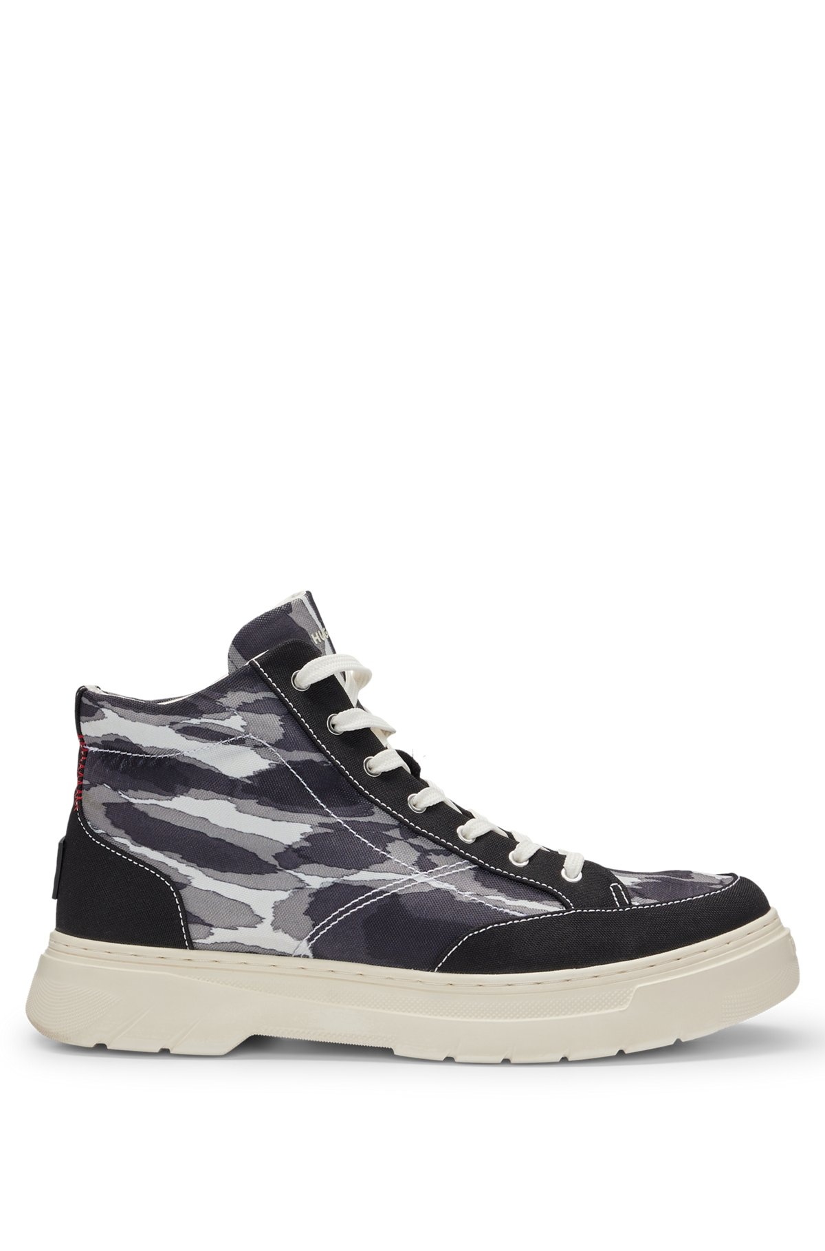 CAMOUFLAGE-PRINT HIGH-TOP TRAINERS WITH STACKED LOGO - 1