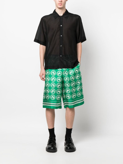 GUCCI horse-graphic print silk shorts outlook
