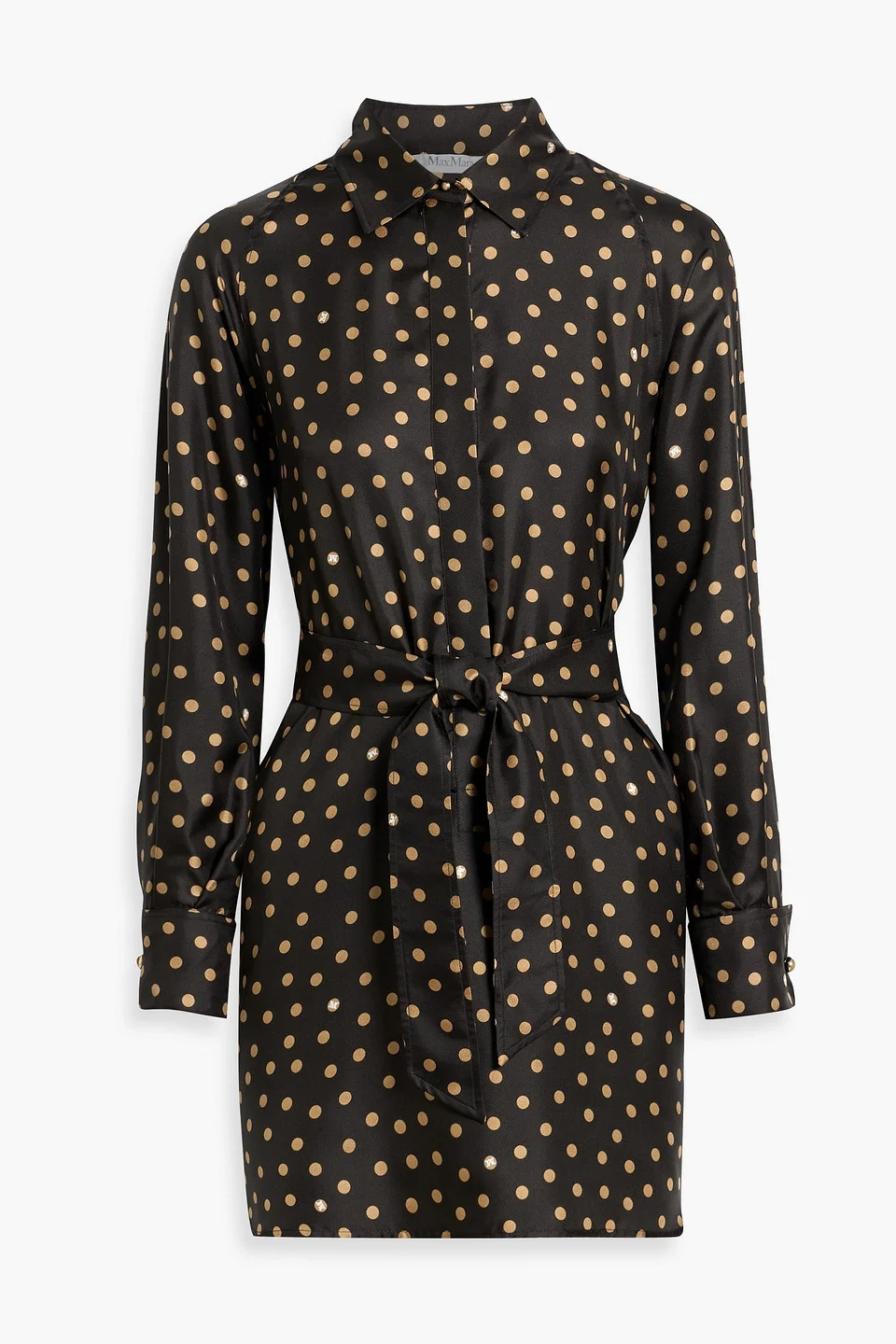 Shock polka-dot silk-twill mini shirt dress - 1