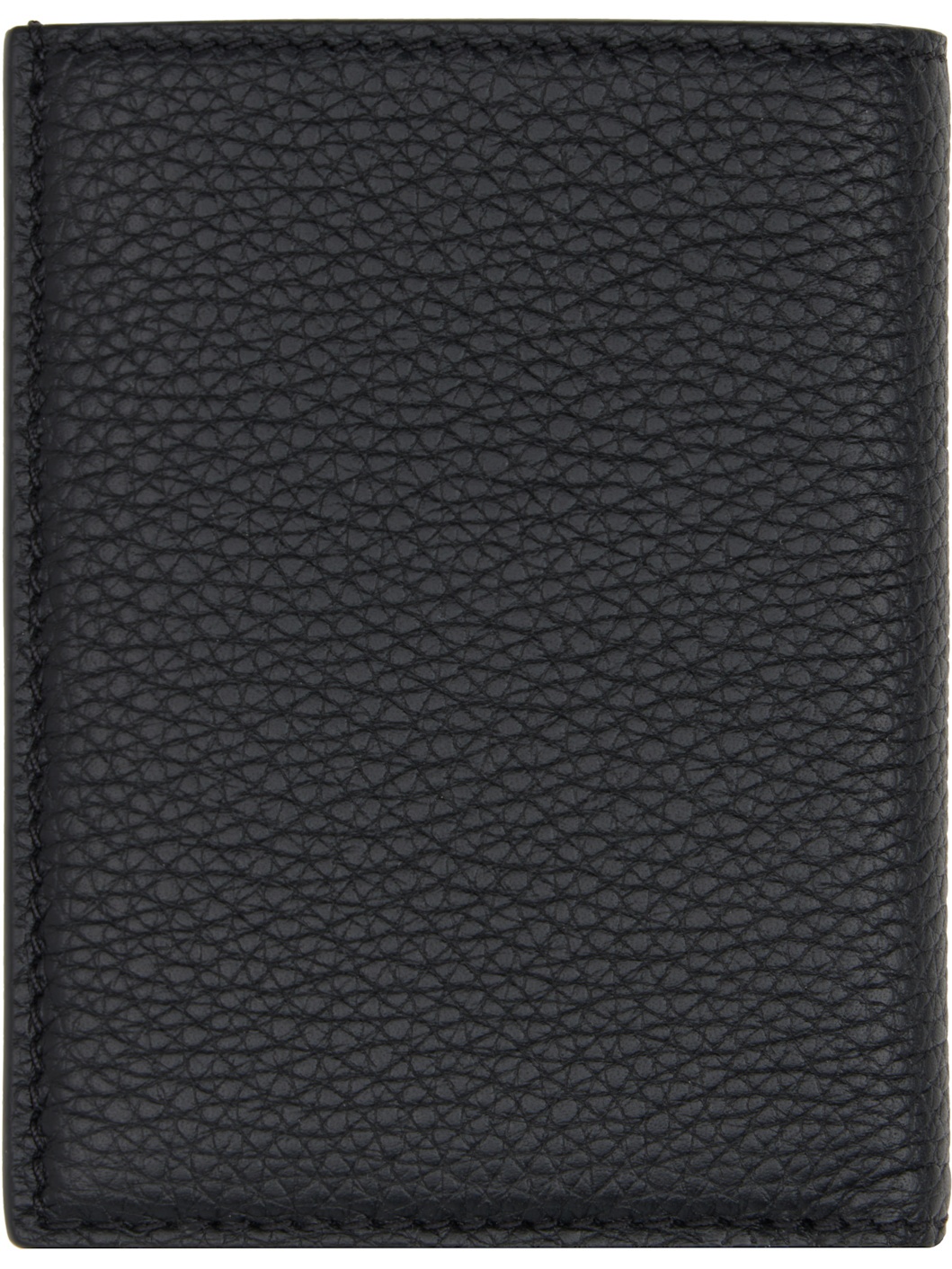 Black Grain Leather Folding Card Holder - 2