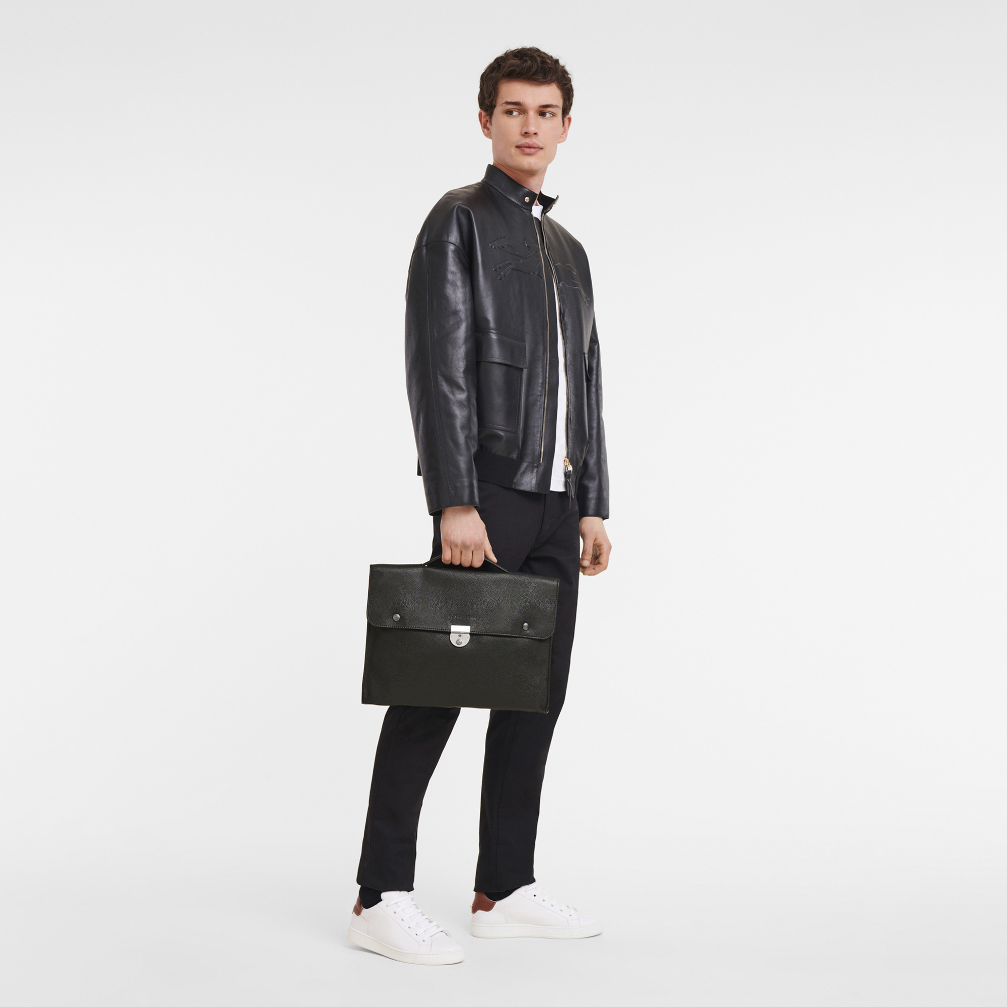 Le Foulonné S Briefcase Black - Leather - 2