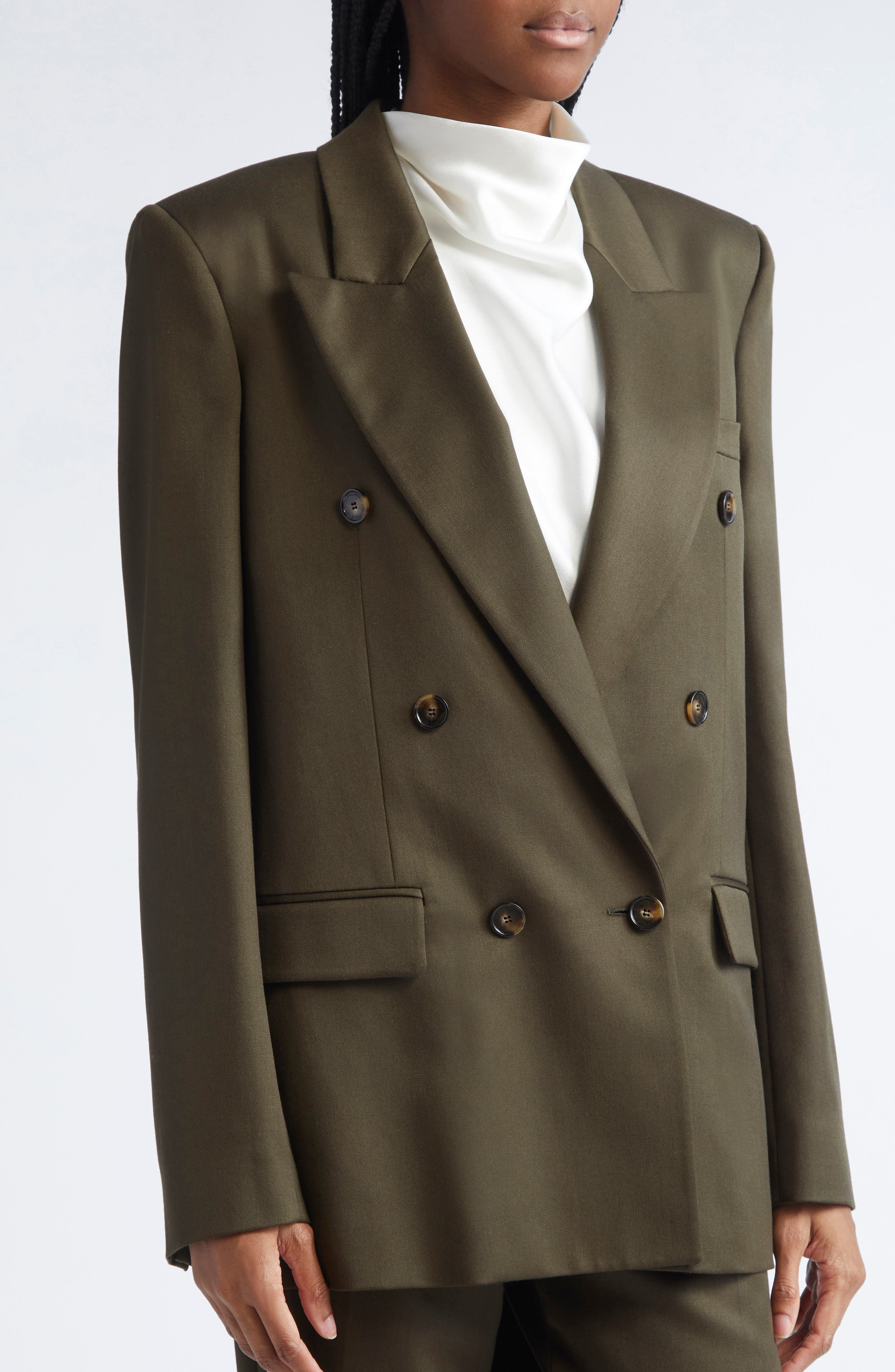 Stella McCartney Iconic Double Breasted Blazer in Khaki at Nordstrom - 4