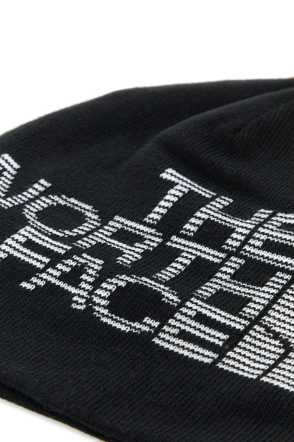 Black stretch polyester blend beanie hat - 3
