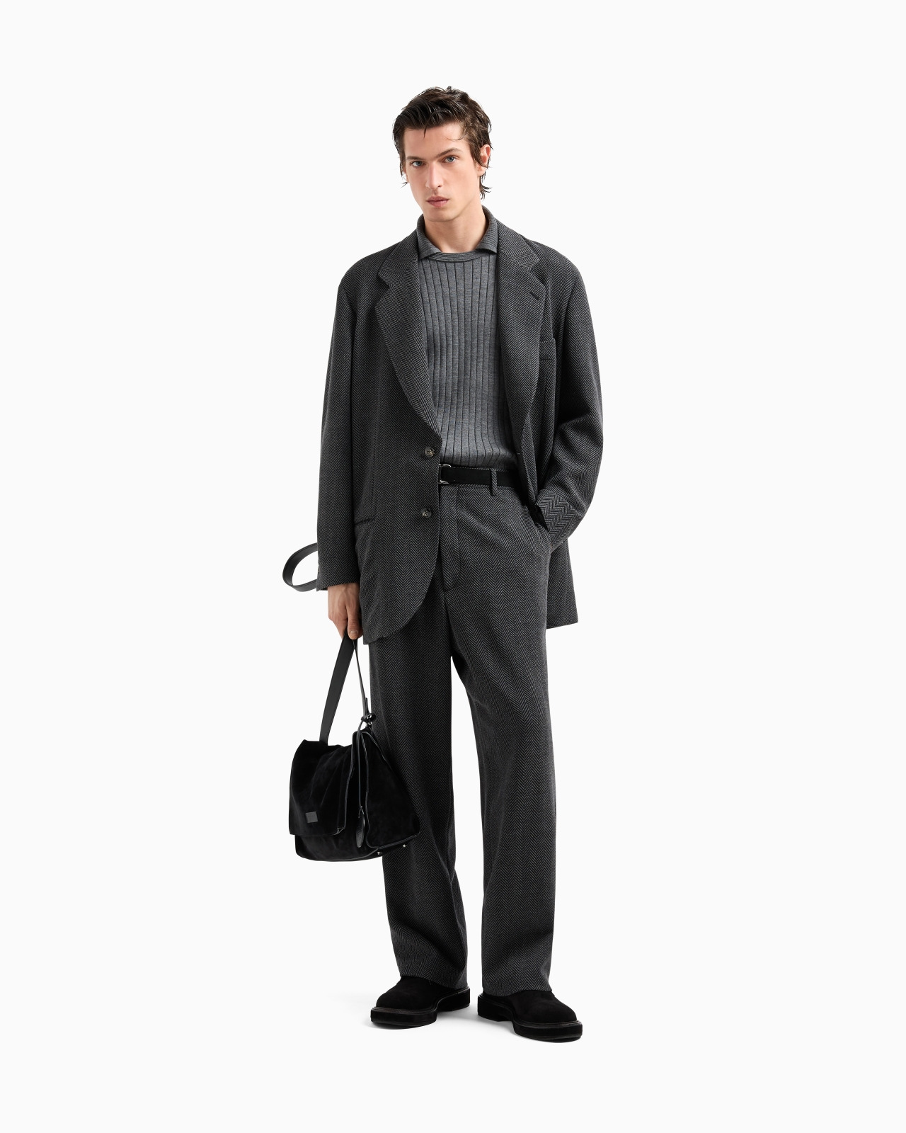 HERITAGE LINE SINGLE-BREASTED JACKET IN CHEVRON JACQUARD STRETCH VIRGIN WOOL - 2