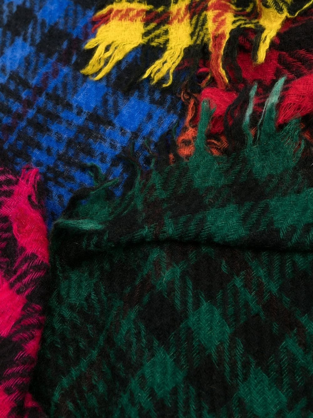 colourblock plaid fringed scarf - 2