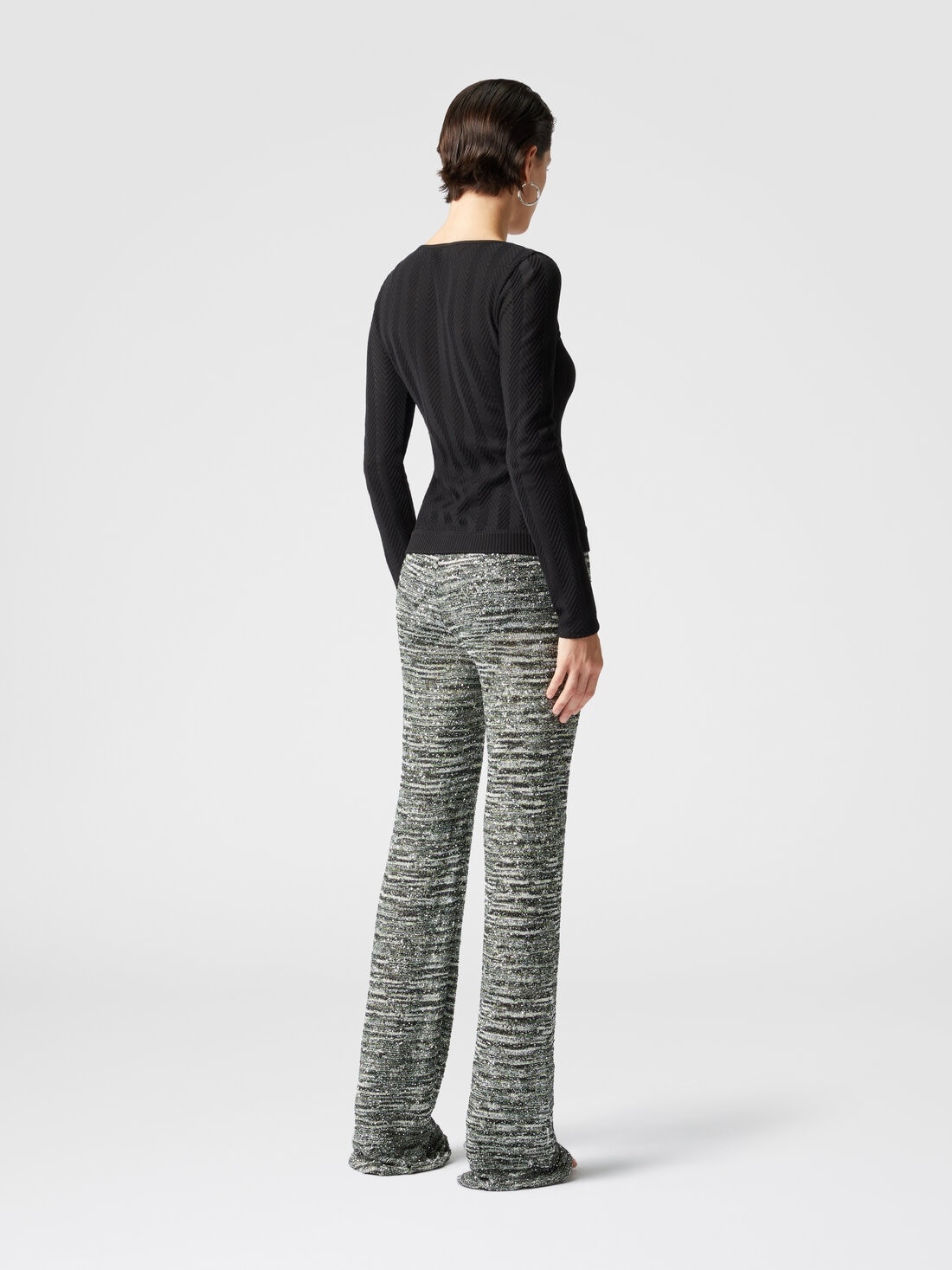 Tone-on-tone cotton and zigzag viscose cardigan - 3
