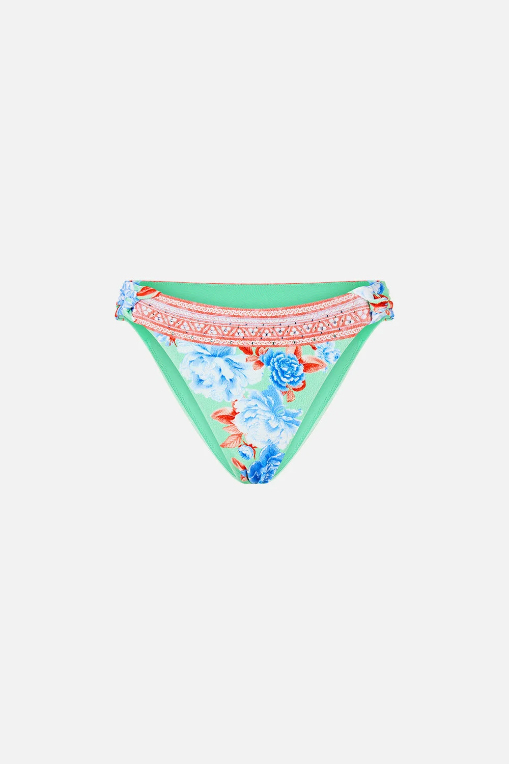 REGULAR BIKINI BOTTOM WITH RUCHED KNOT SIDES - 1