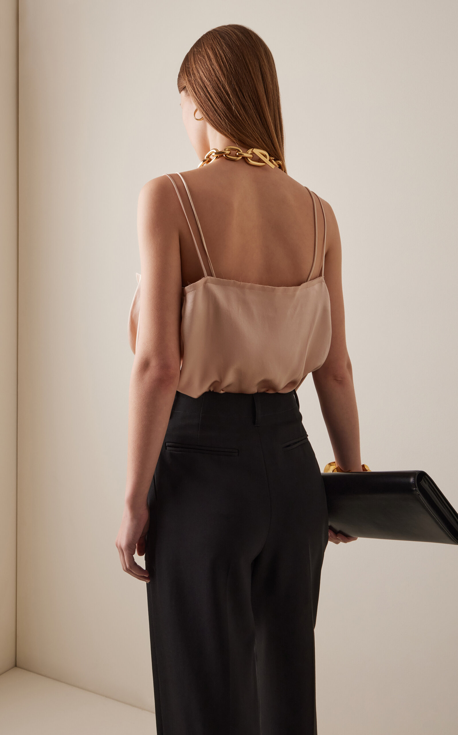 Draped Silk-Satin Bustier Top neutral - 4