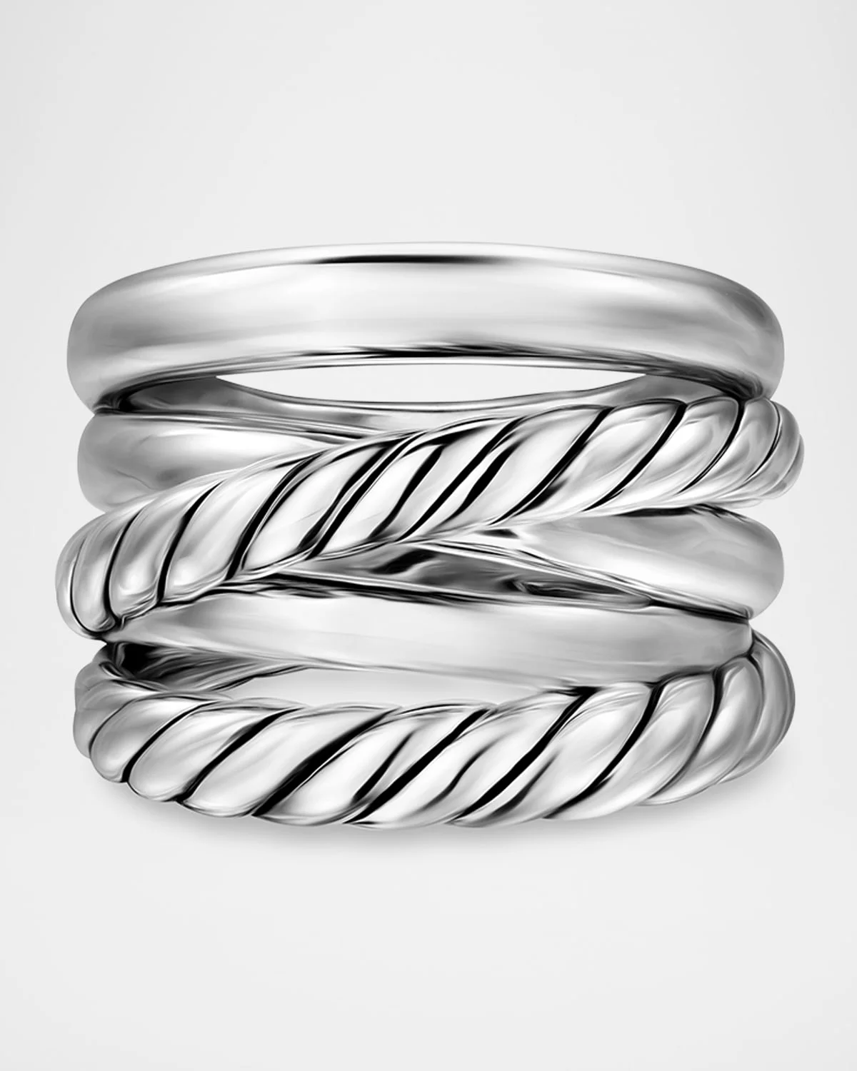 Crossover 5 Row Ring in Silver, 17.5mm - 1