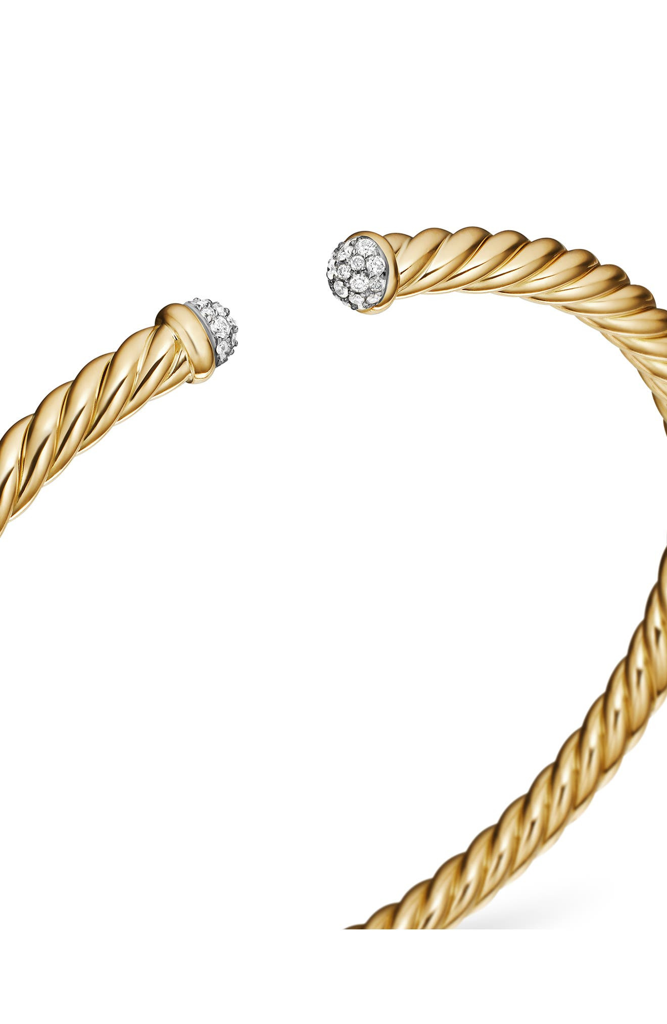 David Yurman Precious Cable Cuff Bracelet in Gold, The Cable Classics Collection in Yellow Gold/Diam - 7