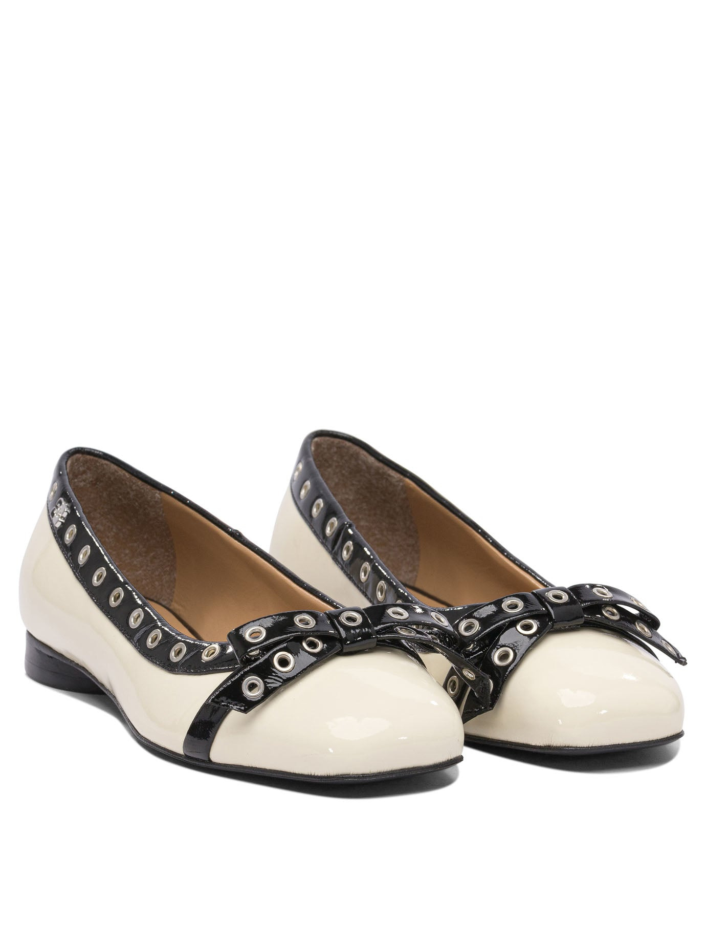 Ganni Eyelet Bow Ballet Flats - 2