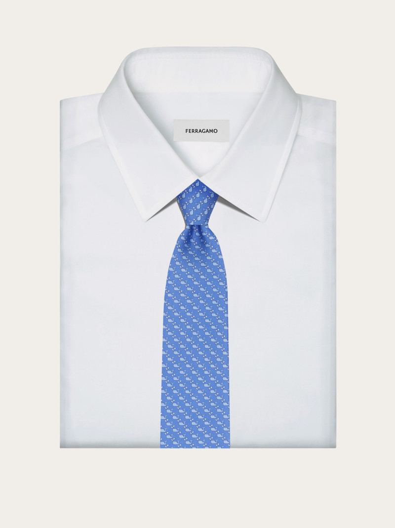 Whale print silk tie 4