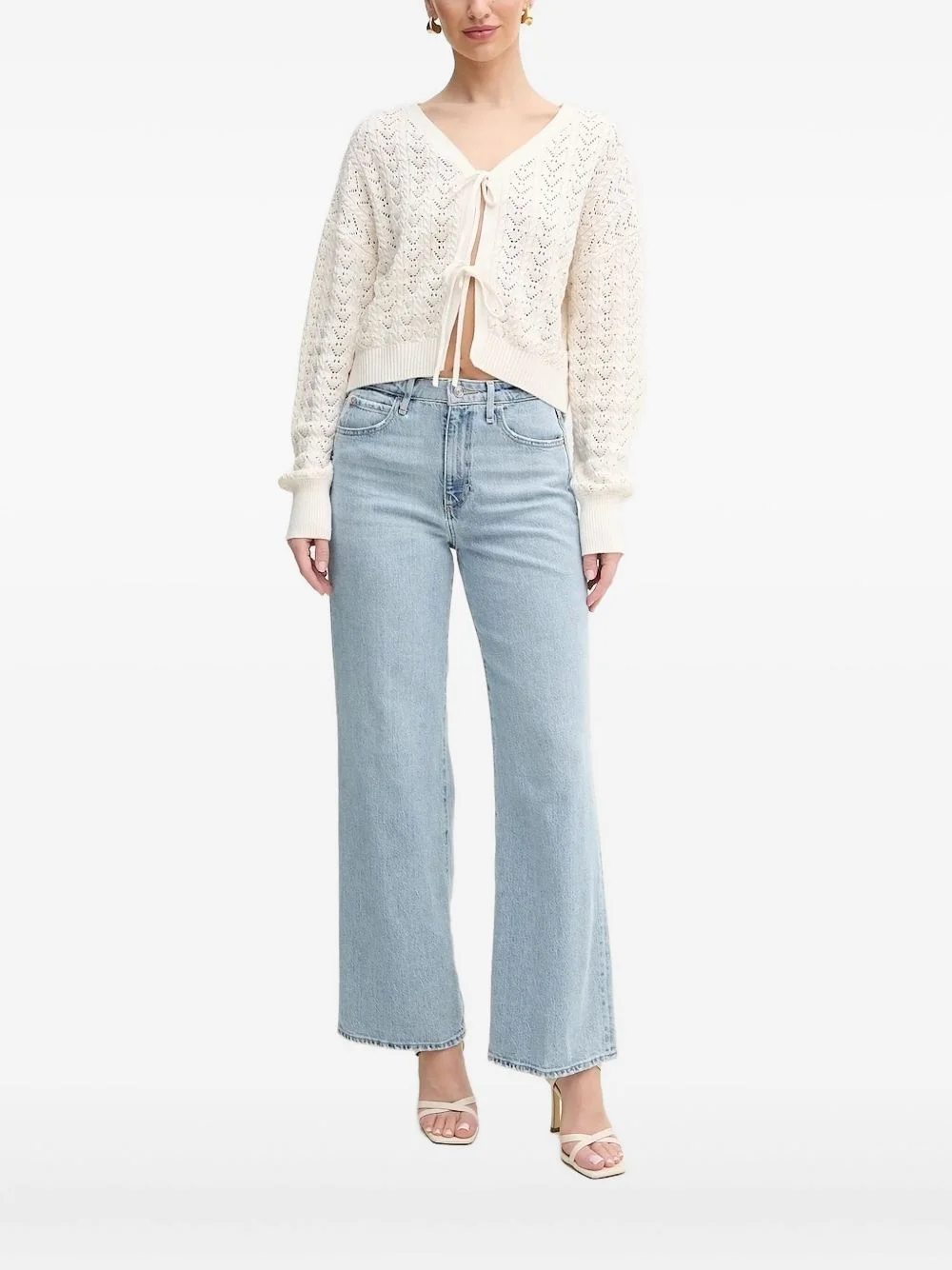 tie-front open-knit cardigan - 1