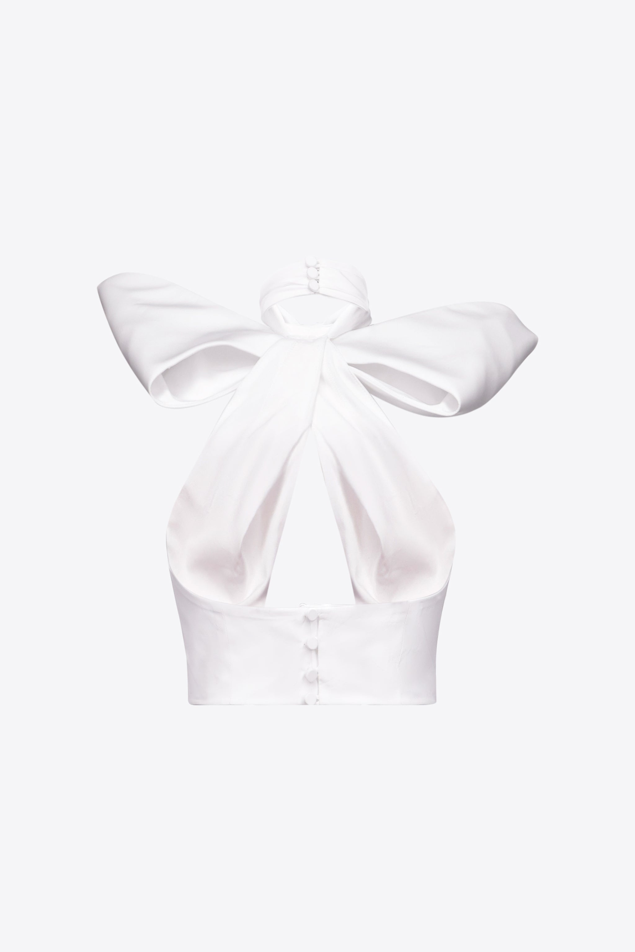 DISTRESSED CRYSTAL BOW HALTER TOP - 2