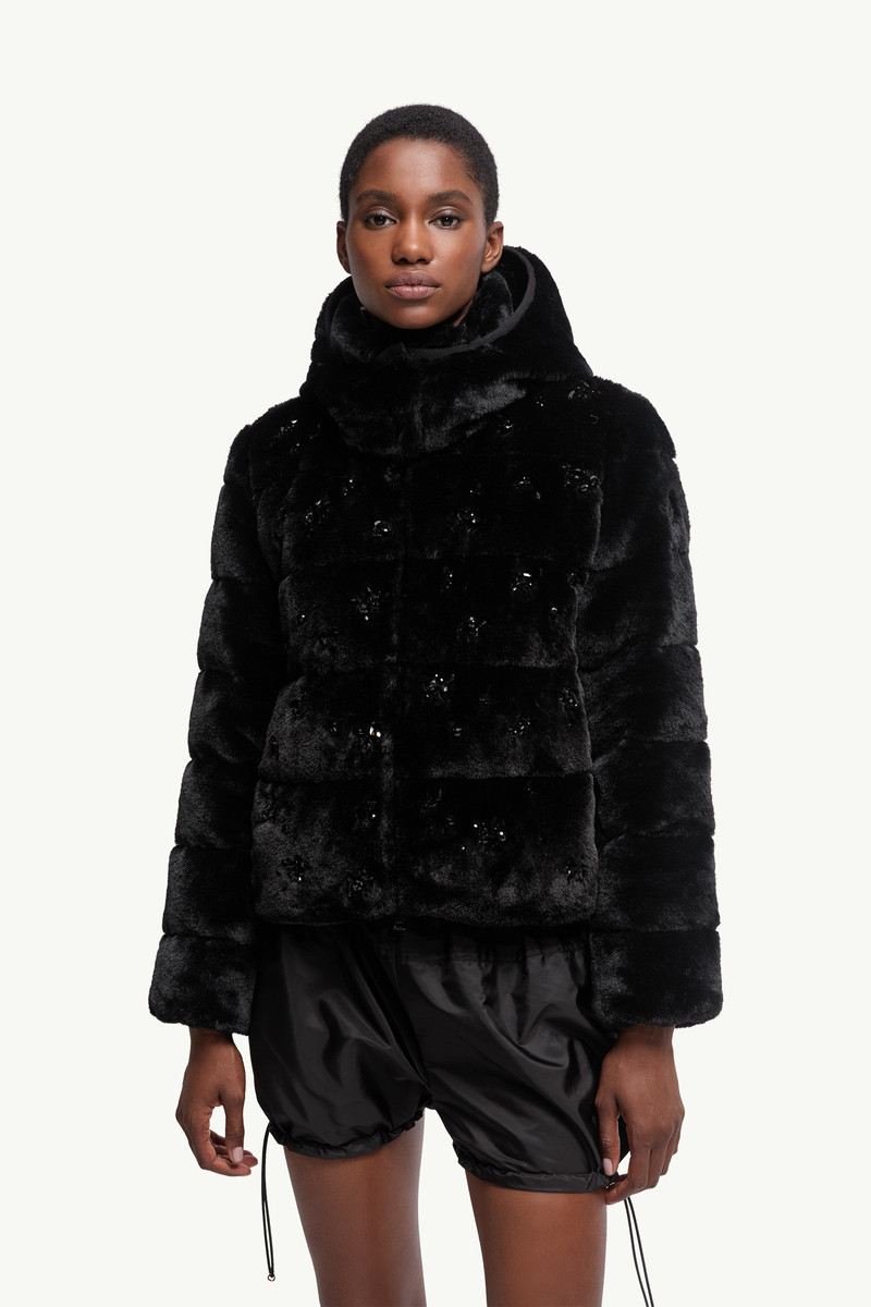 Andronne Sequin-Embroidered Hooded Short Down Jacket 3