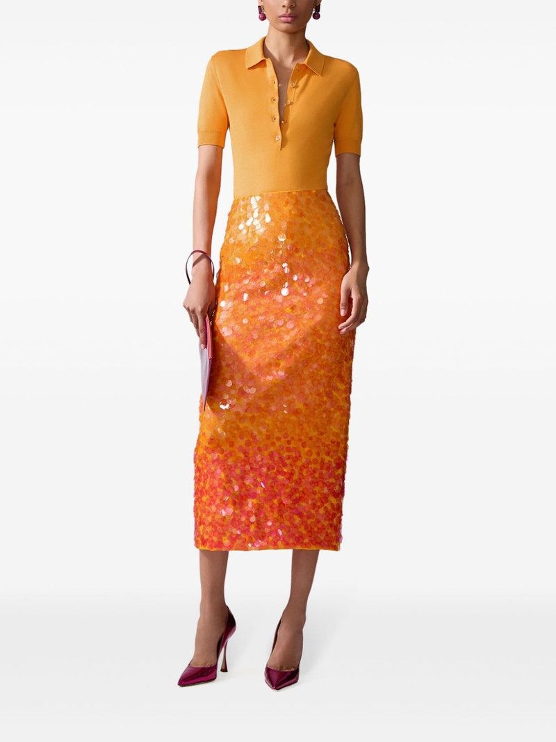 CAROLINA HERRERA ombré-effect sequinned midi skirt outlook
