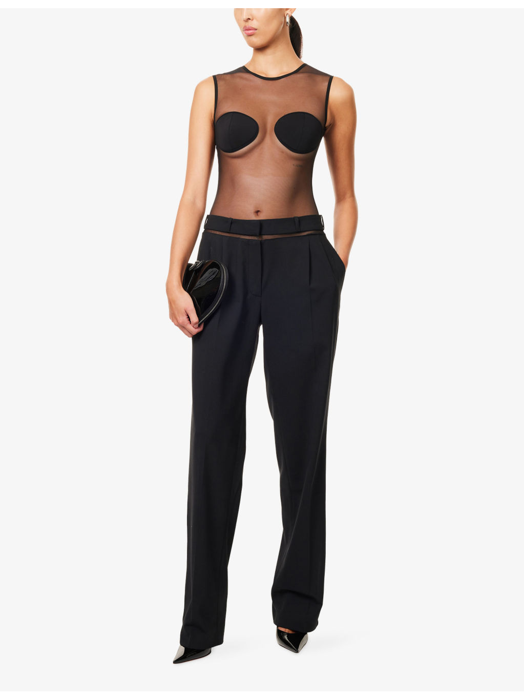 Sheer Padded-Cups Mesh Bodysuit - 2