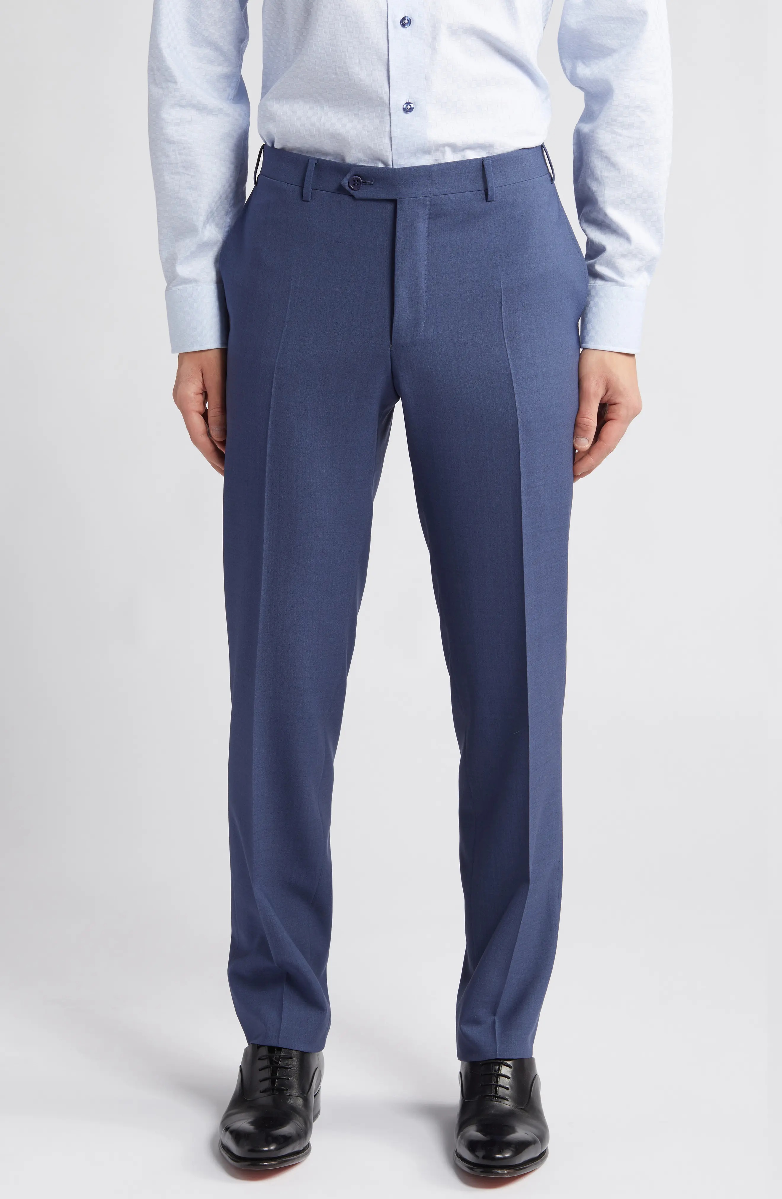 Siena Regular Fit Solid Blue Wool Suit - 6