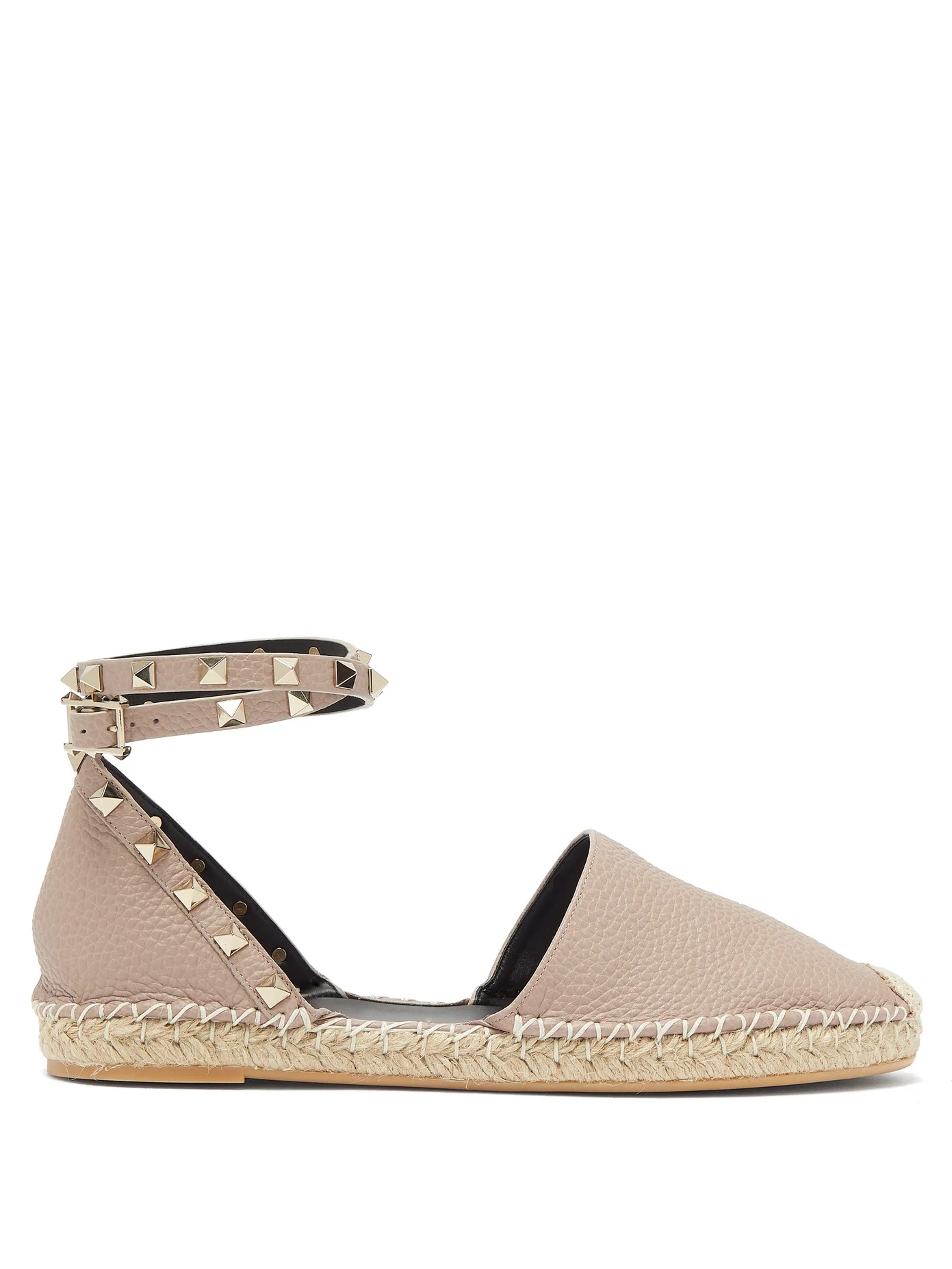 Rockstud wraparound leather espadrilles - 1