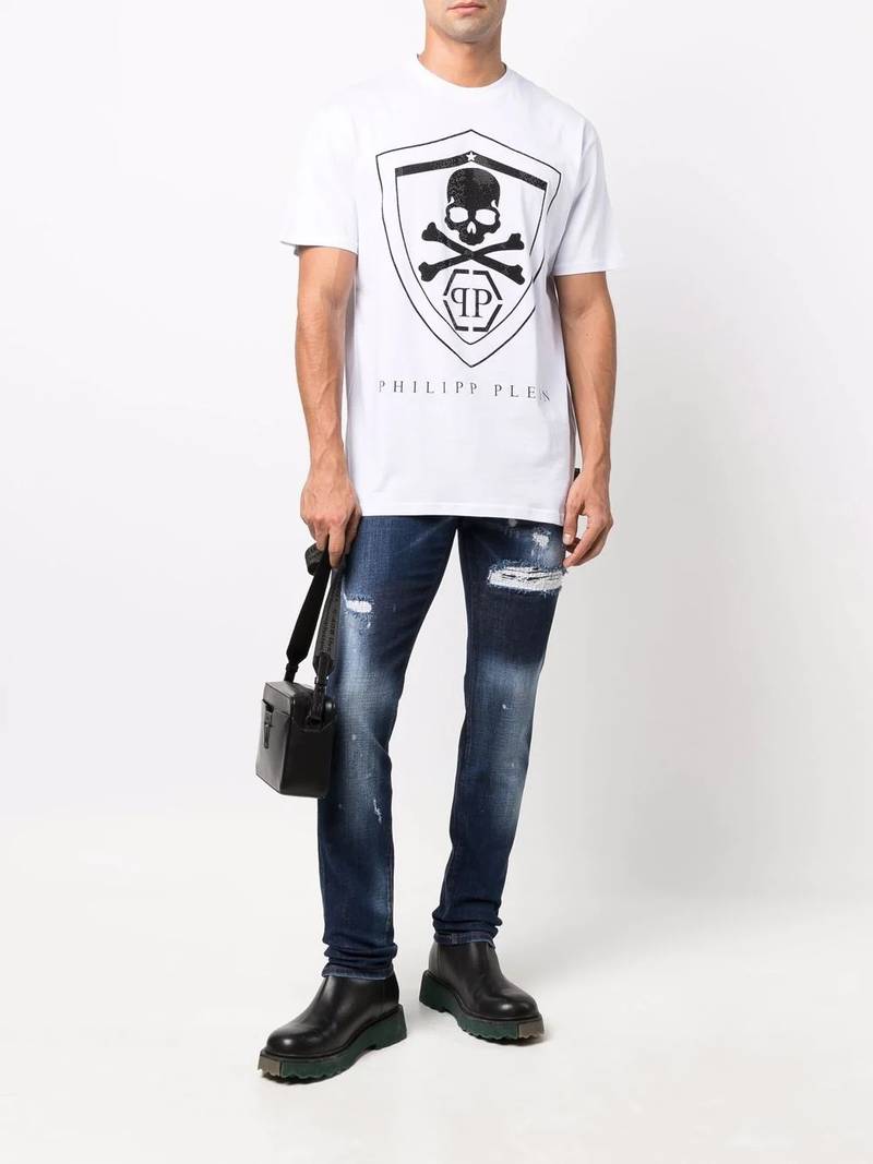 PHILIPP PLEIN rhinestone 로고 티셔츠 outlook