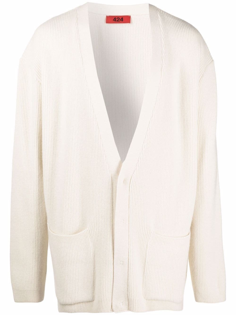 V-neck ribbed-knit cardigan - 1