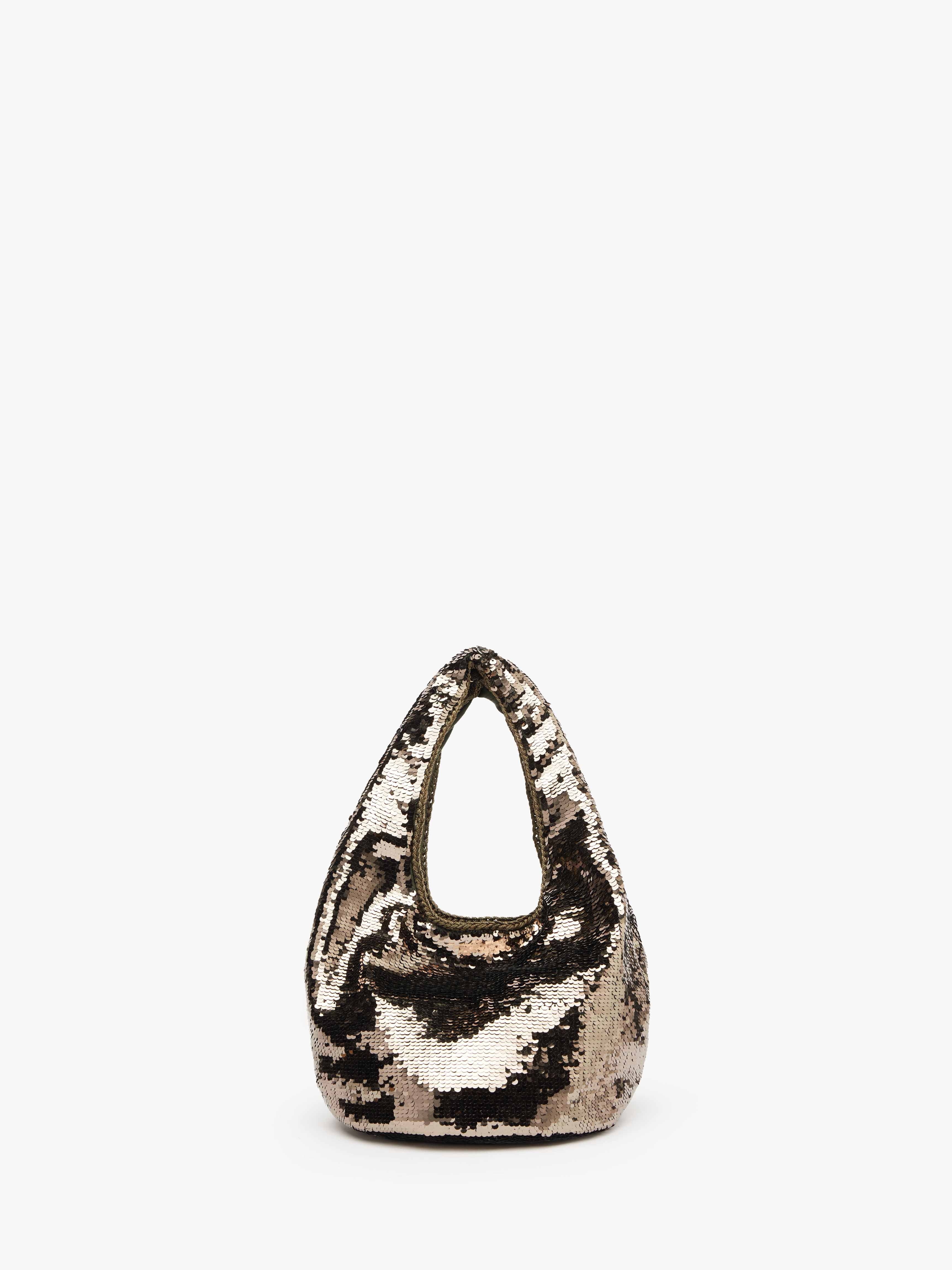 MINI SEQUIN SHOPPER WITH METALLIC CHARM - TOP HANDLE BAG - 4