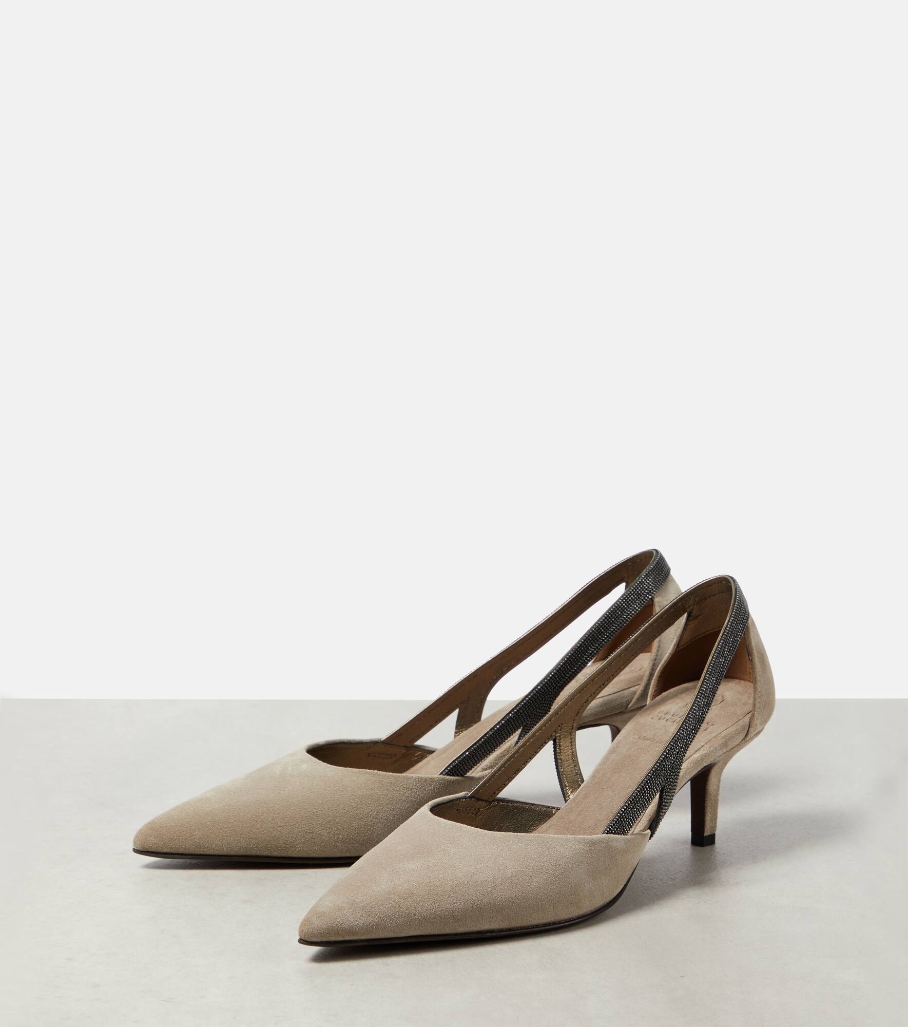 Embellished suede slingback pumps - 5