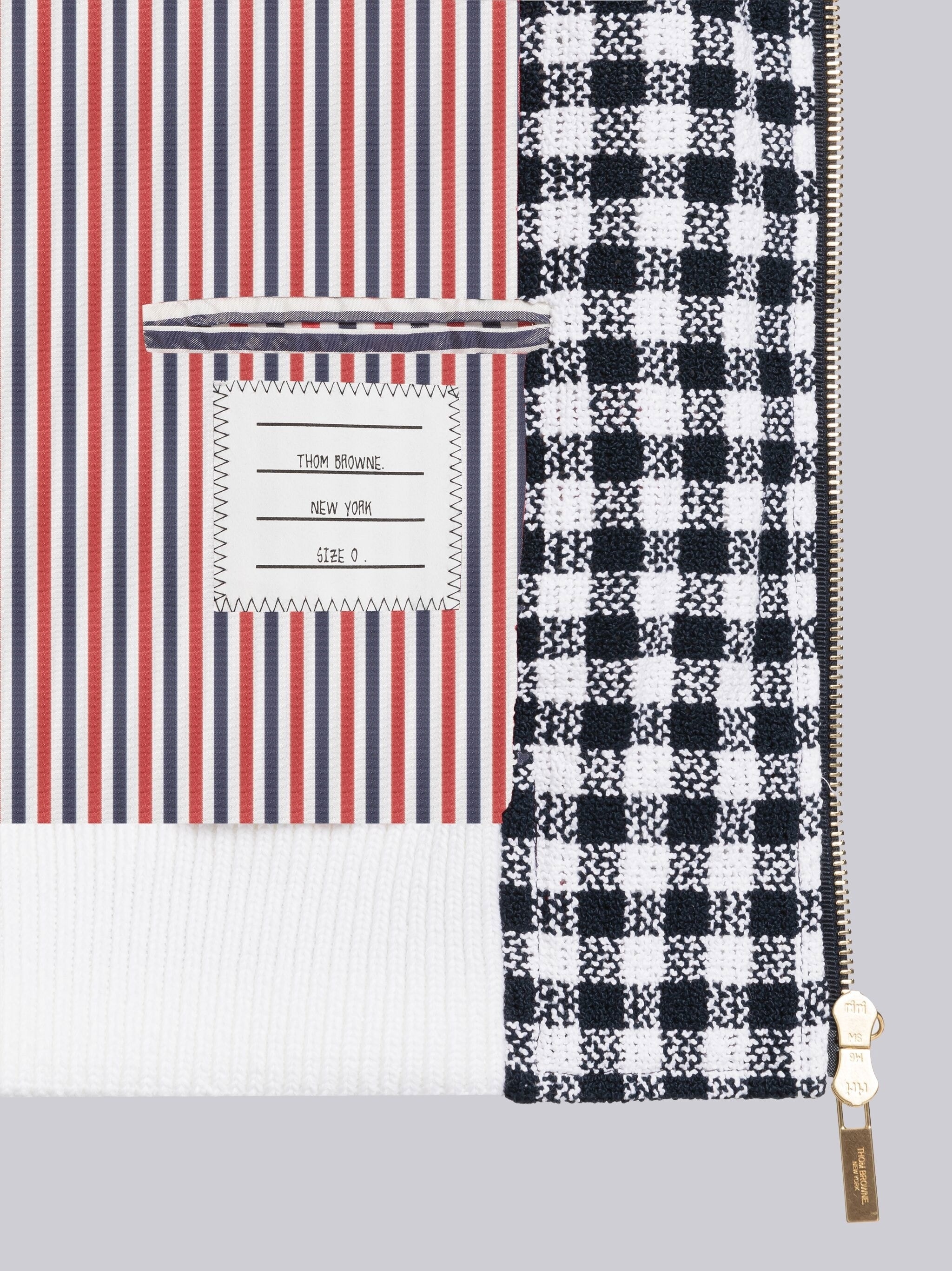 Gingham Boucle Knit Rib Blouson Jacket - 5